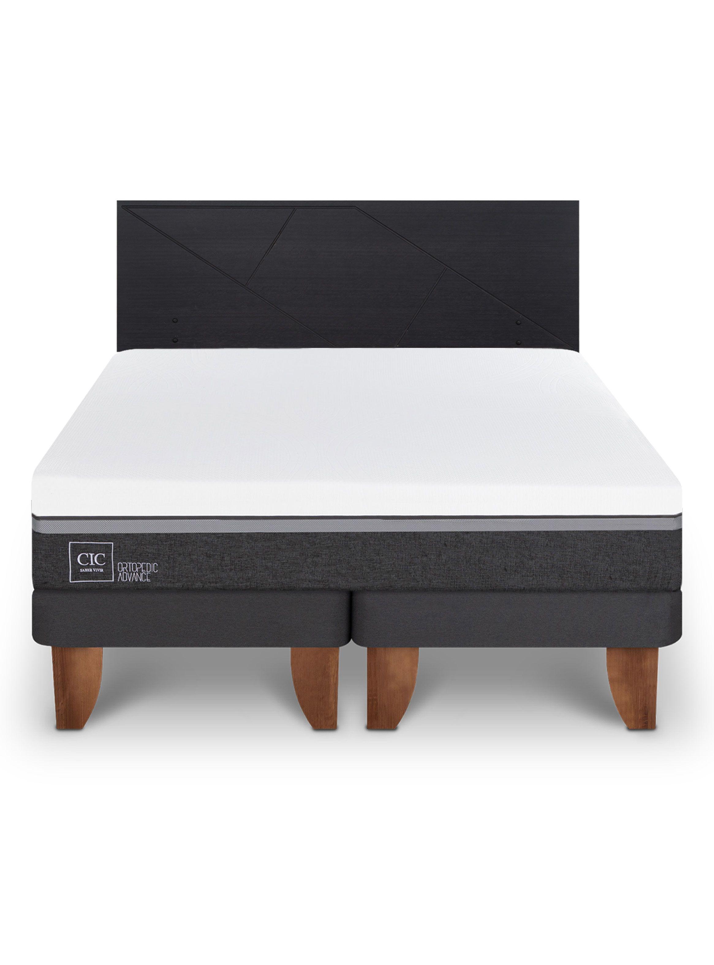 Cama Europea Ortopedic Advance King + Respaldo Villarrica Negro-2