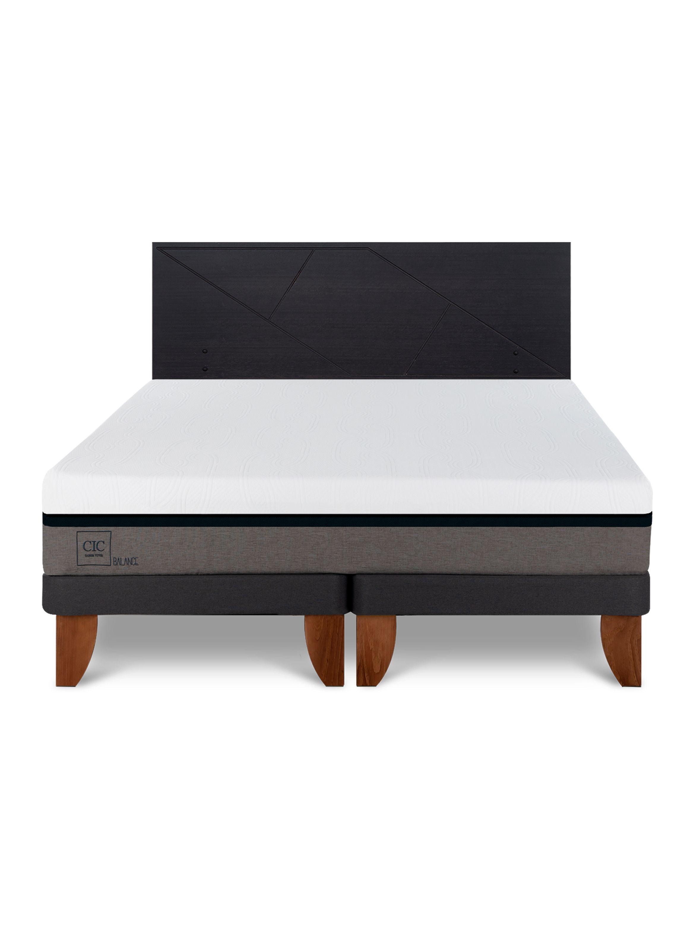 Cama Europea Balance 2 Plazas Base Dividida + Respaldo Villarrica Negro-2