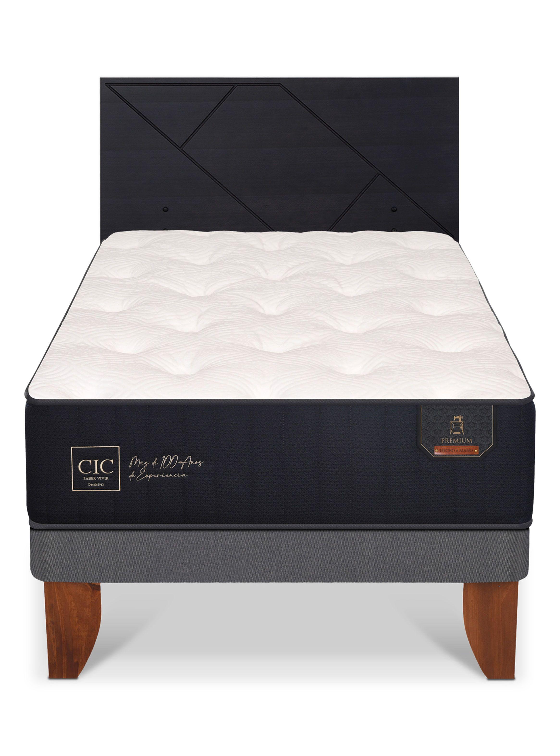 Cama Europea Premium 1.5 Plazas + Respaldo Villarrica Negro-2
