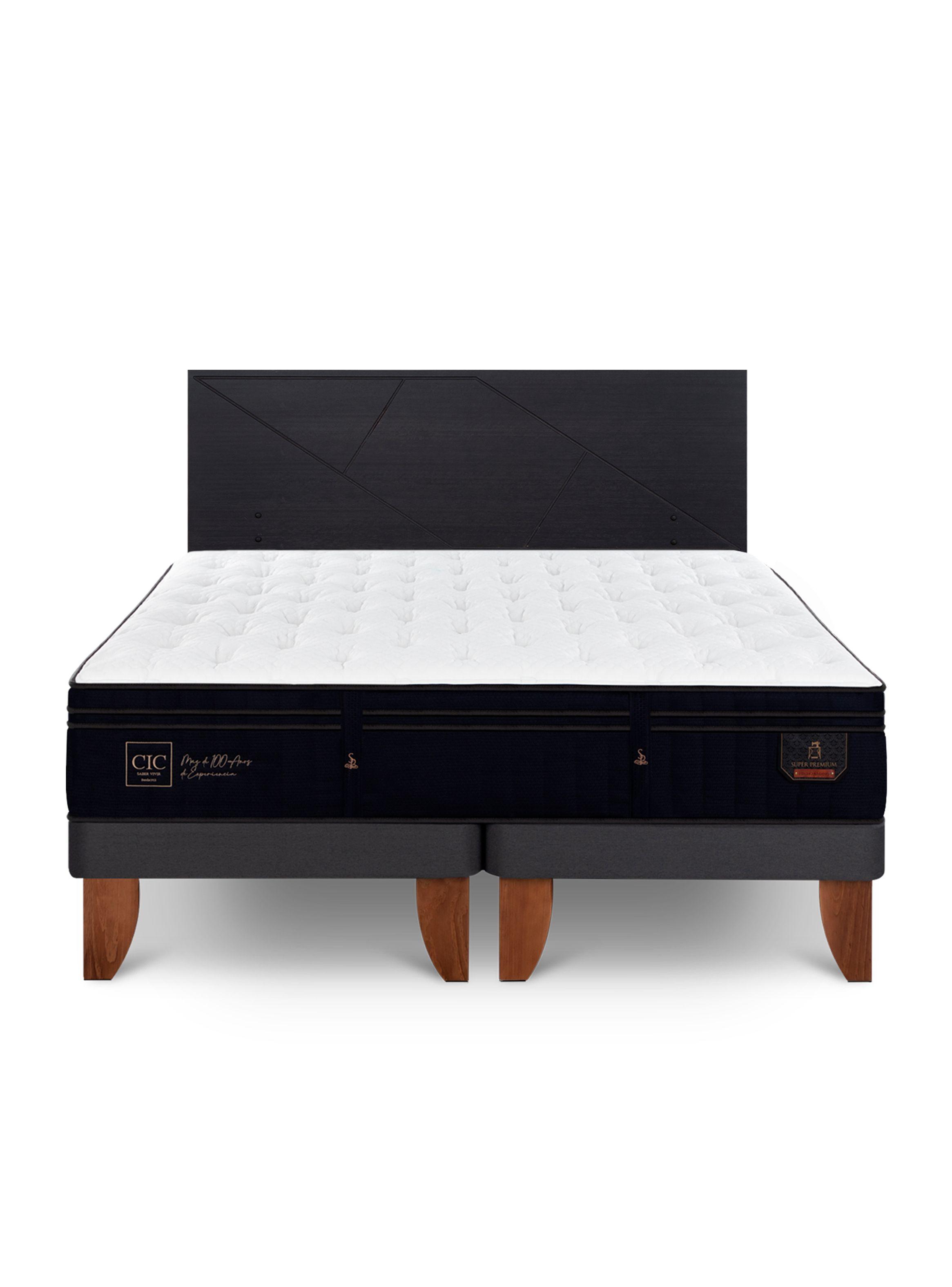 Cama Europea Súper Premium King + Respaldo Villarrica Negro-2
