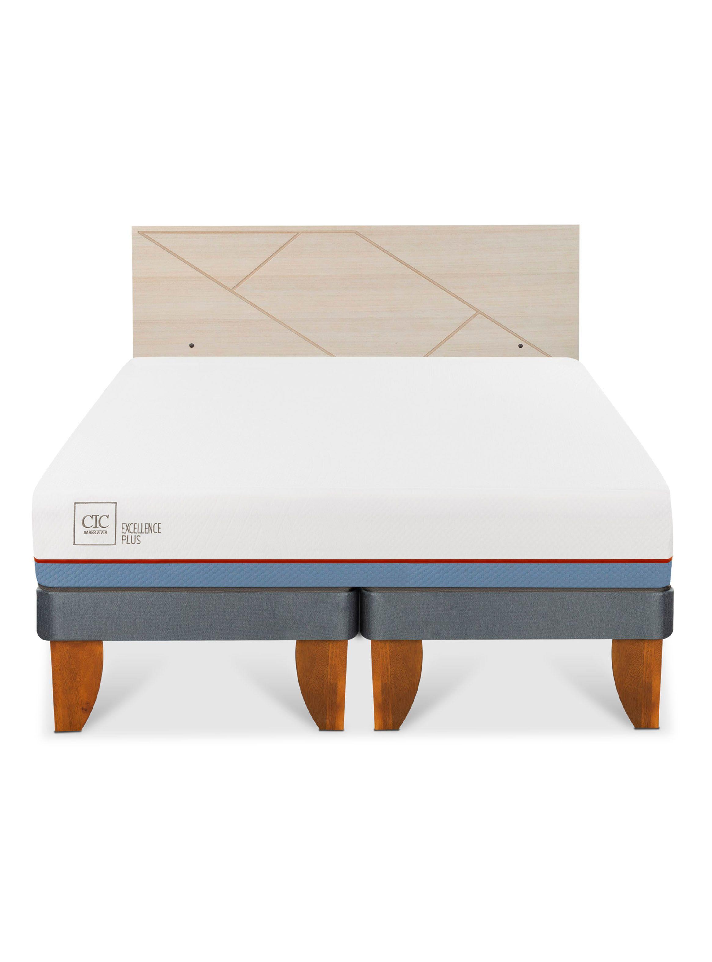Cama Europea Excellence Plus 2 Plazas Base Dividida + Respaldo Villarrica Alpino-2