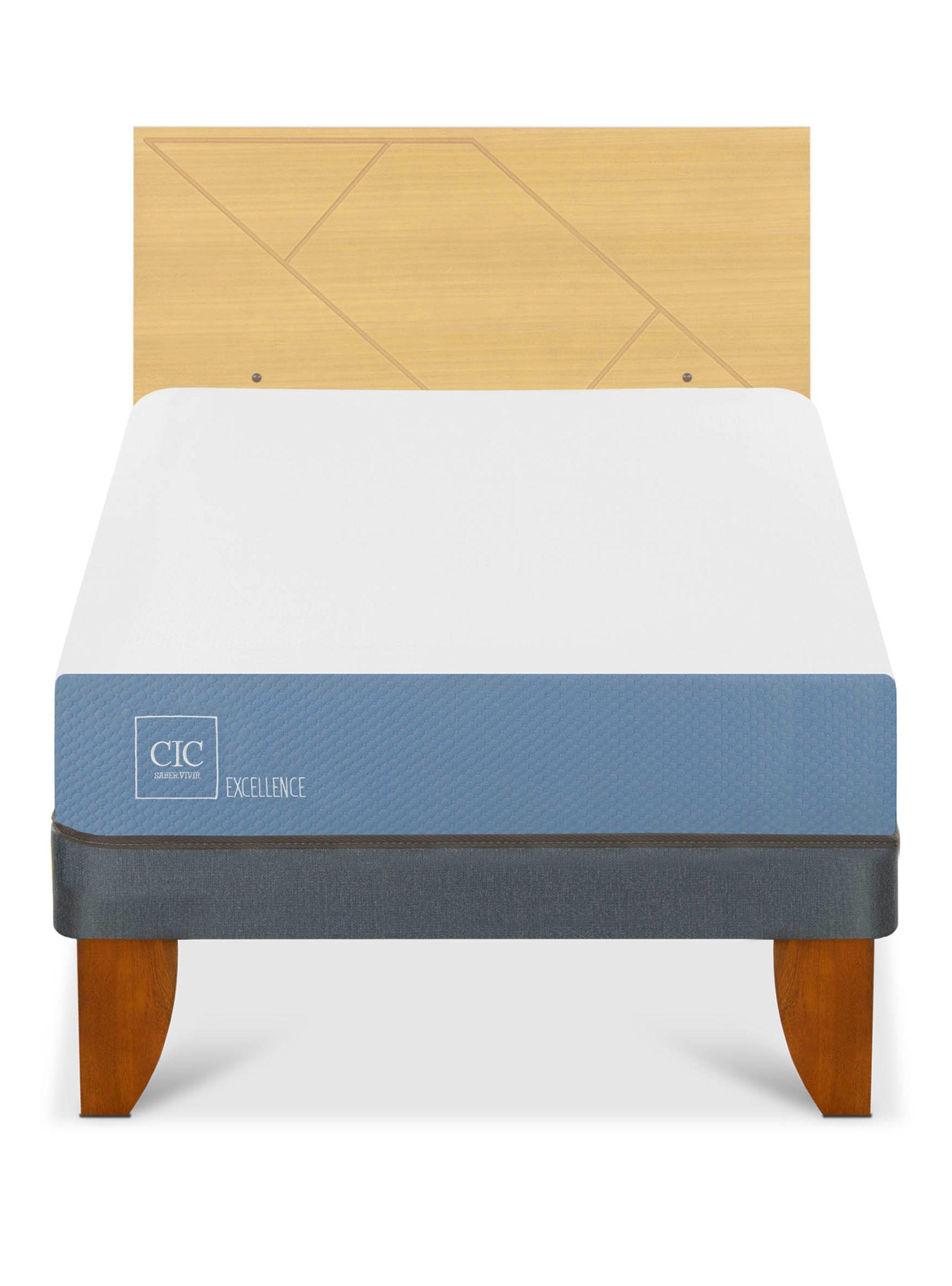 Cama Europea Excellence 1.5 Plazas x190 cm + Respaldo Villarrica Mostaza-2
