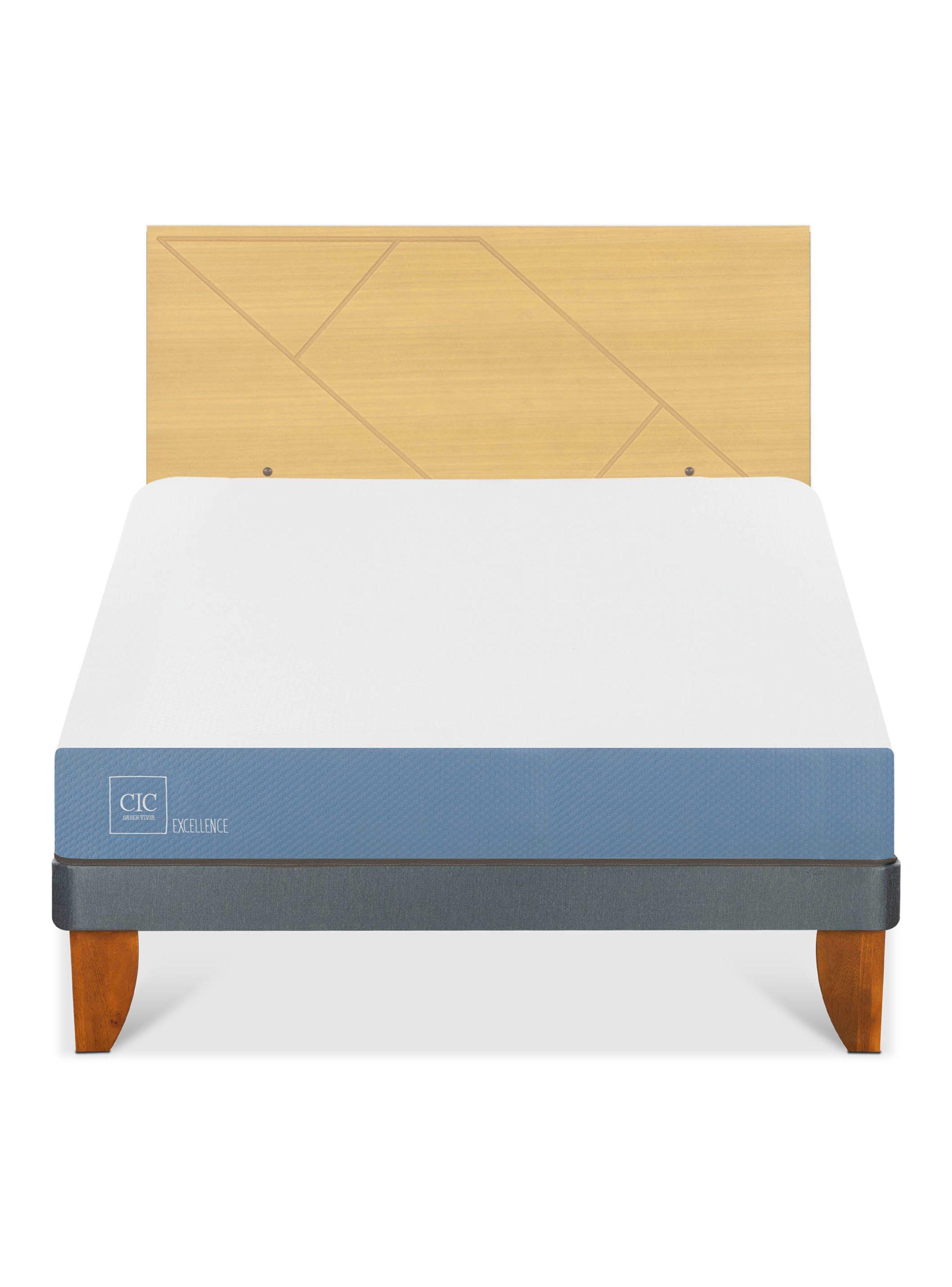 Cama Europea Excellence 2 Plazas x190 cm + Respaldo Villarrica Mostaza-2