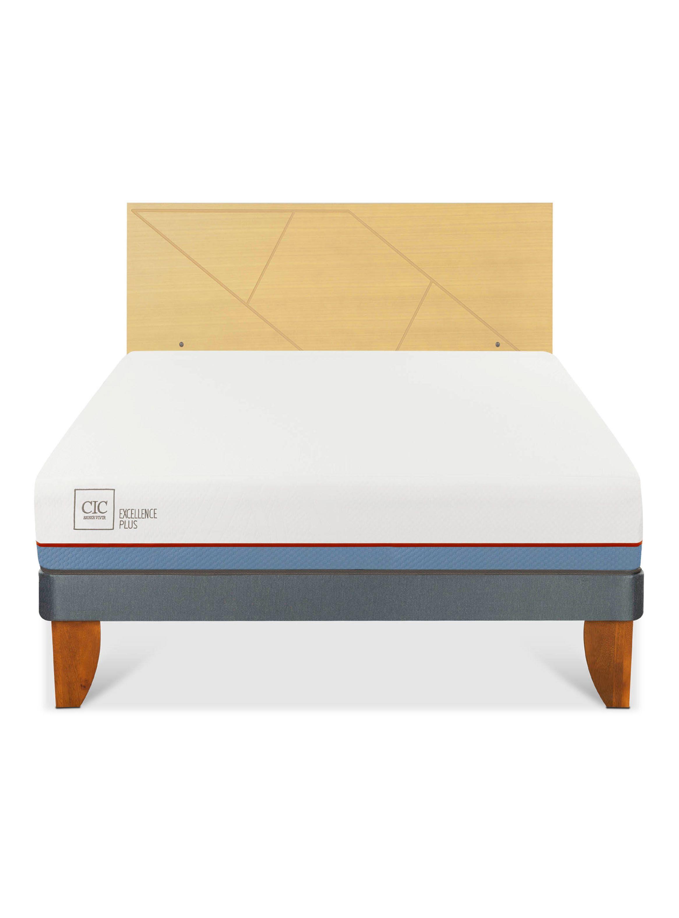 Cama Europea Excellence Plus 2 Plazas + Respaldo Villarrica Mostaza-2