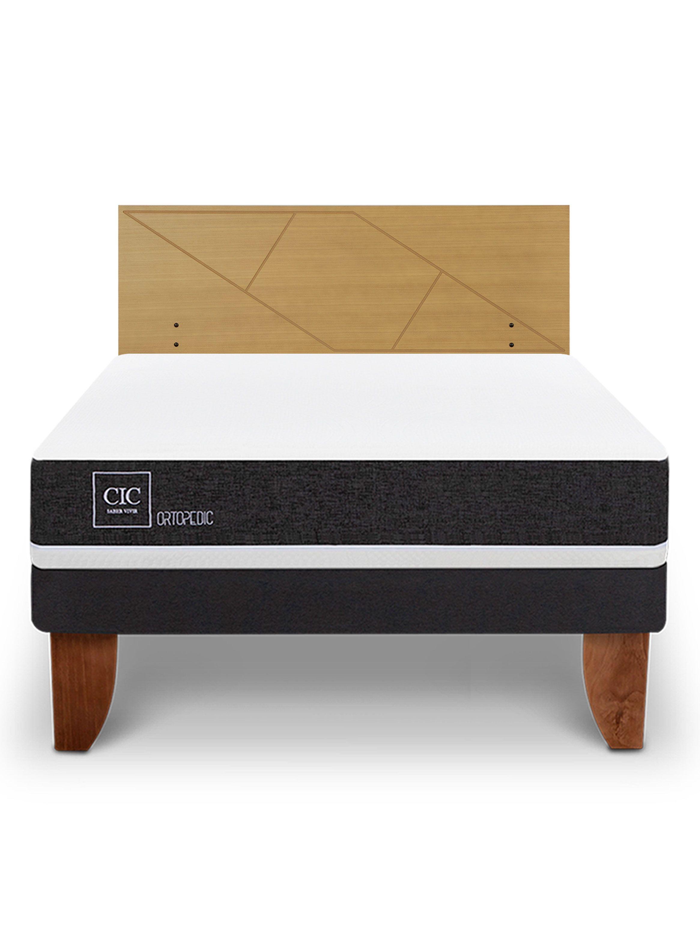 Cama Europea Ortopedic 2 Plazas + Respaldo Villarrica Mostaza-2