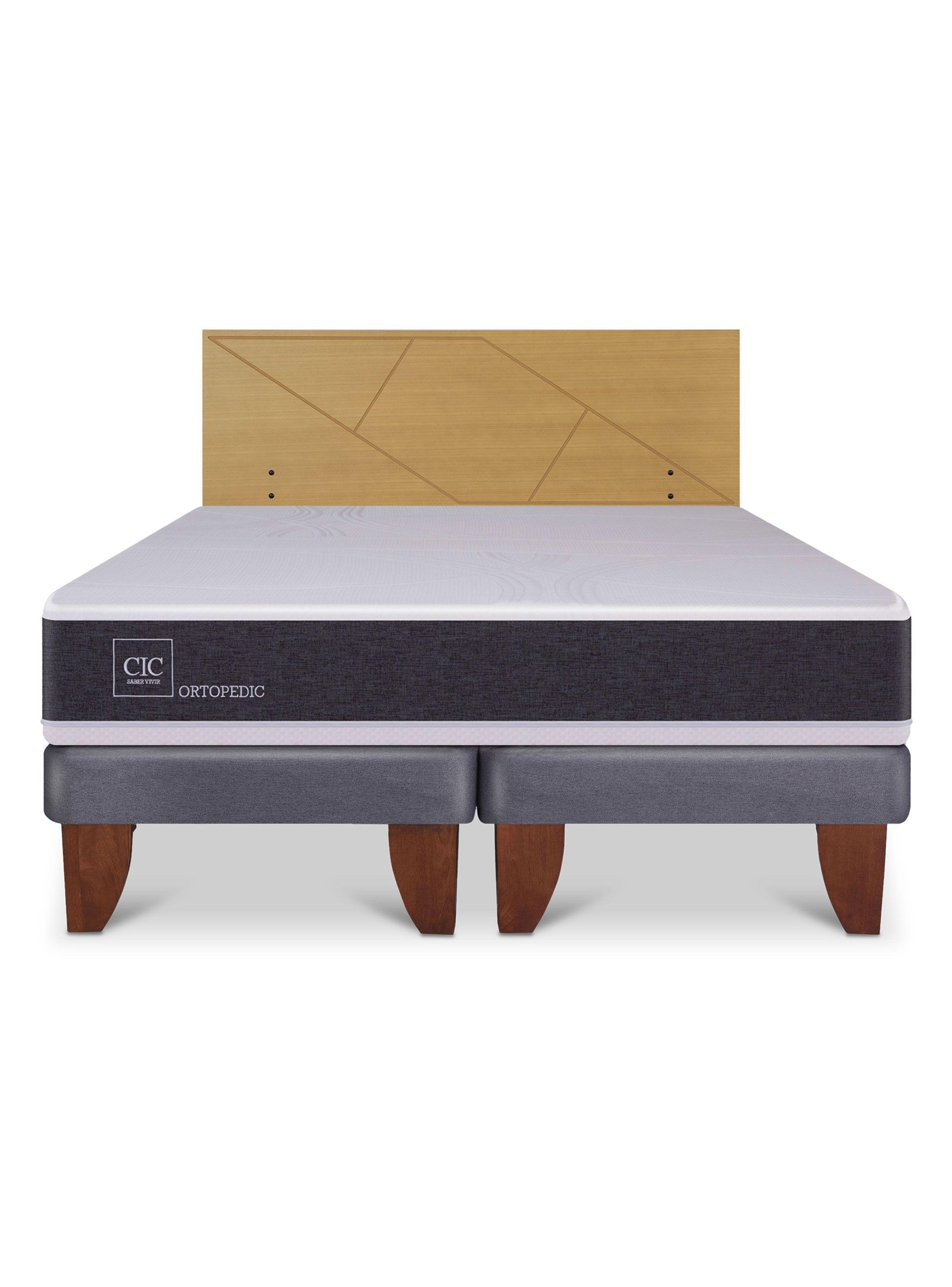 Cama Europea Ortopedic King + Respaldo Villarrica Mostaza-2