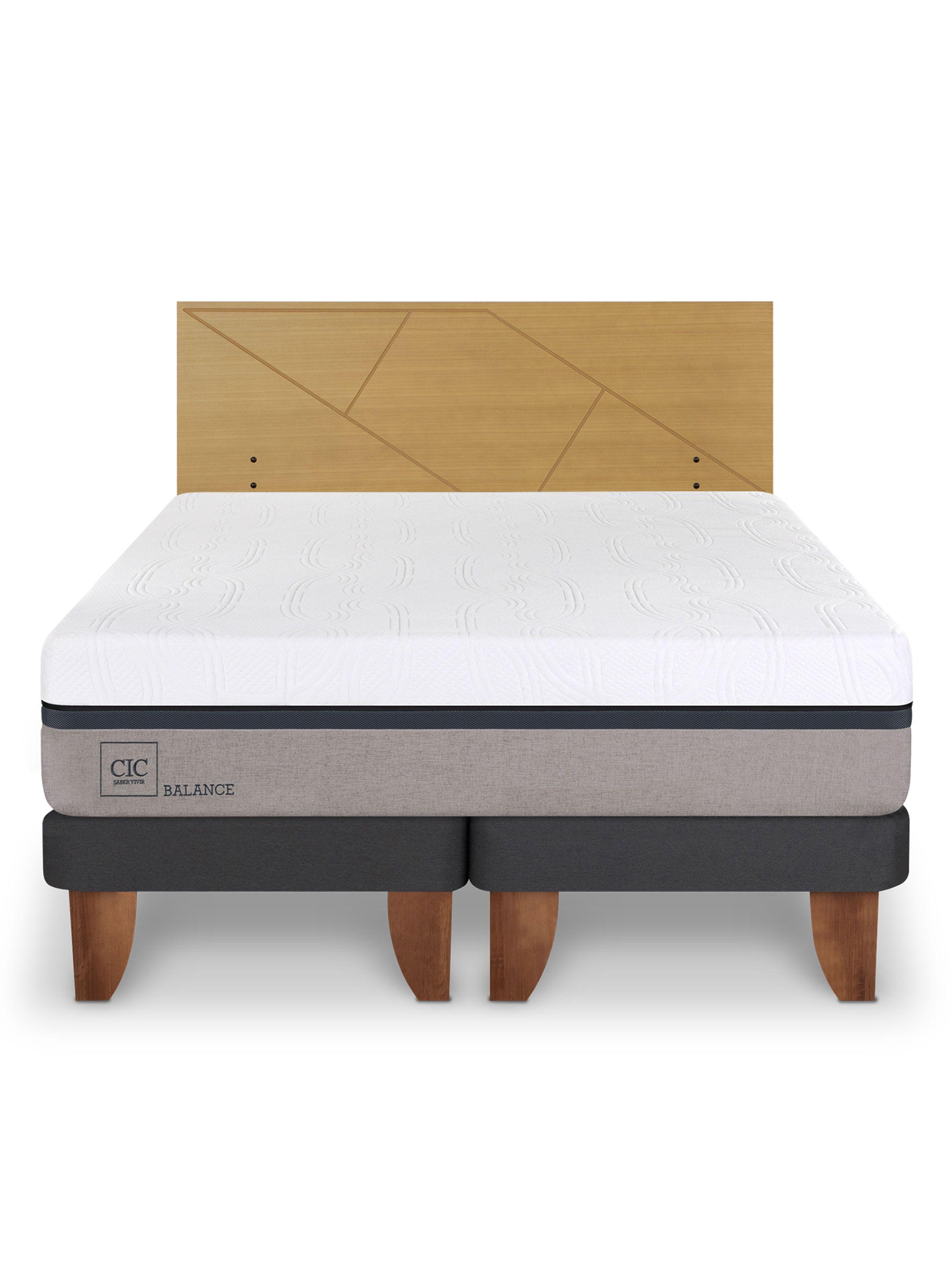 Cama Europea Balance 2 Plazas Base Dividida + Respaldo Villarrica Mostaza-2