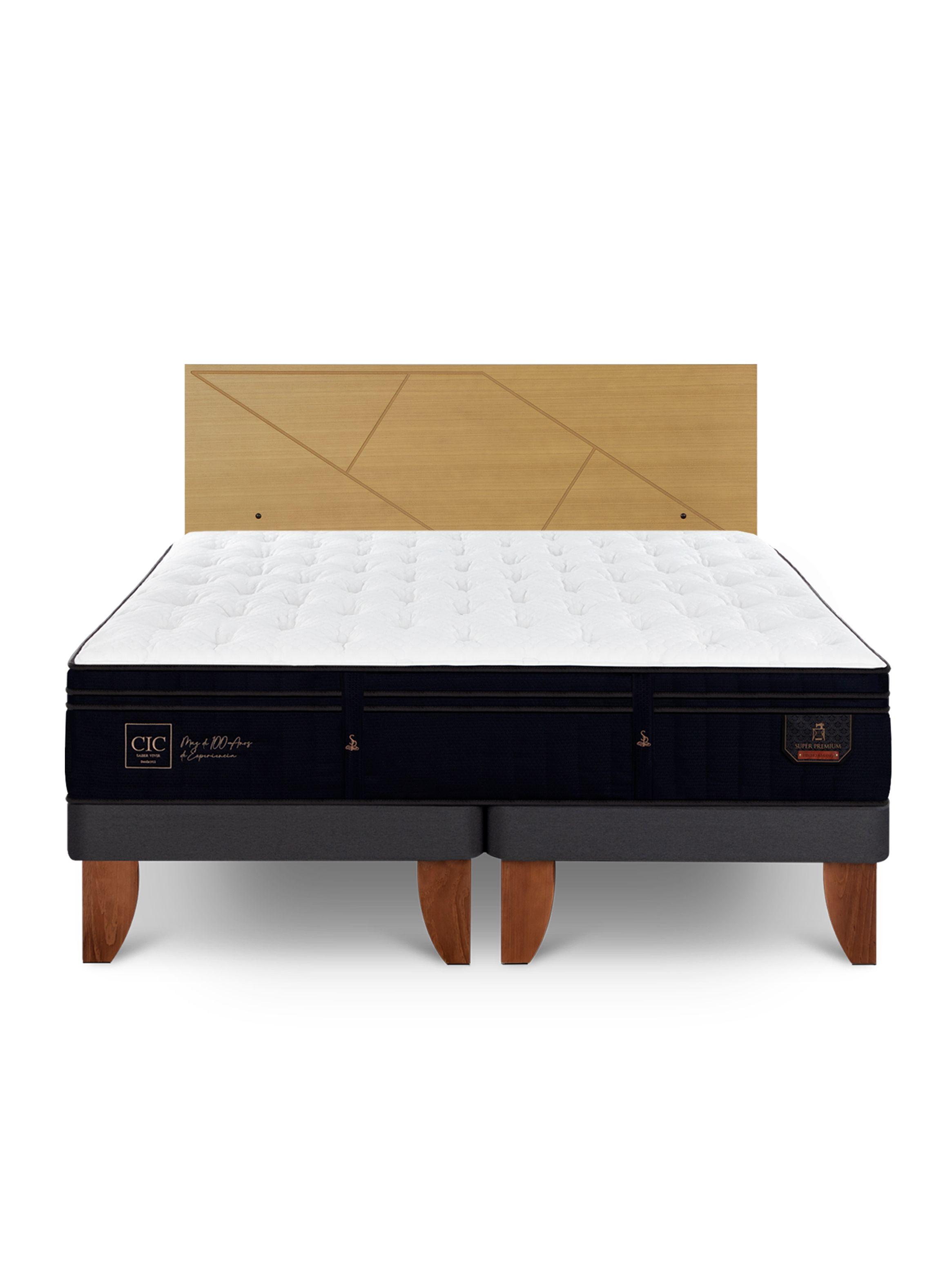 Cama Europea Súper Premium 2 Plazas Base Dividida + Respaldo Villarrica Mostaza-2