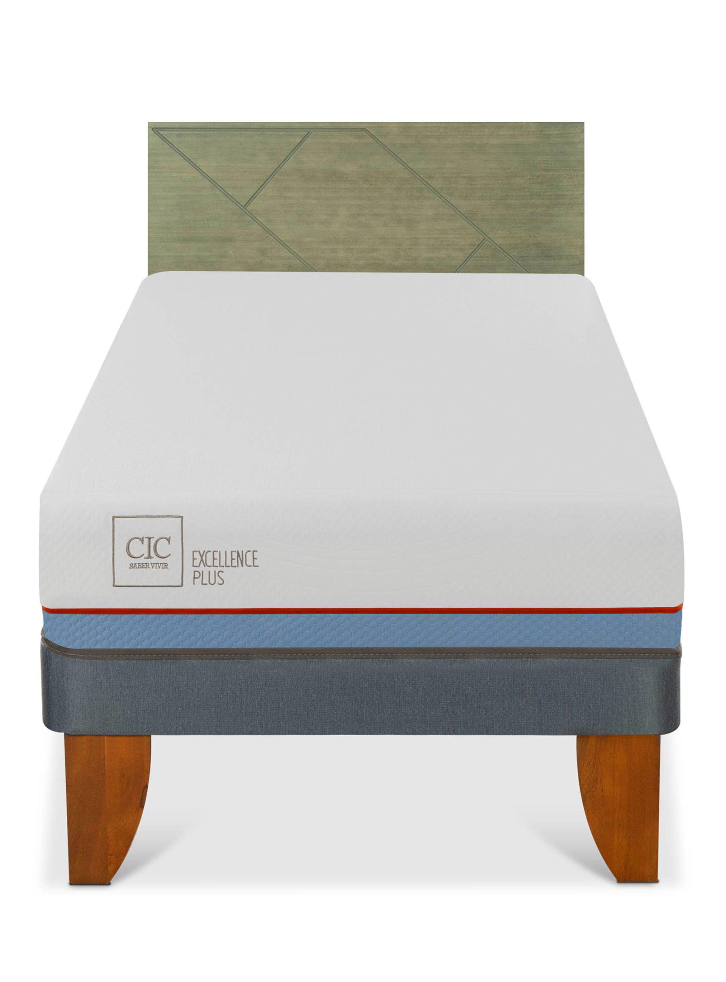 Cama Europea Excellence Plus 1.5 Plazas + Respaldo Villarrica Olivo-2
