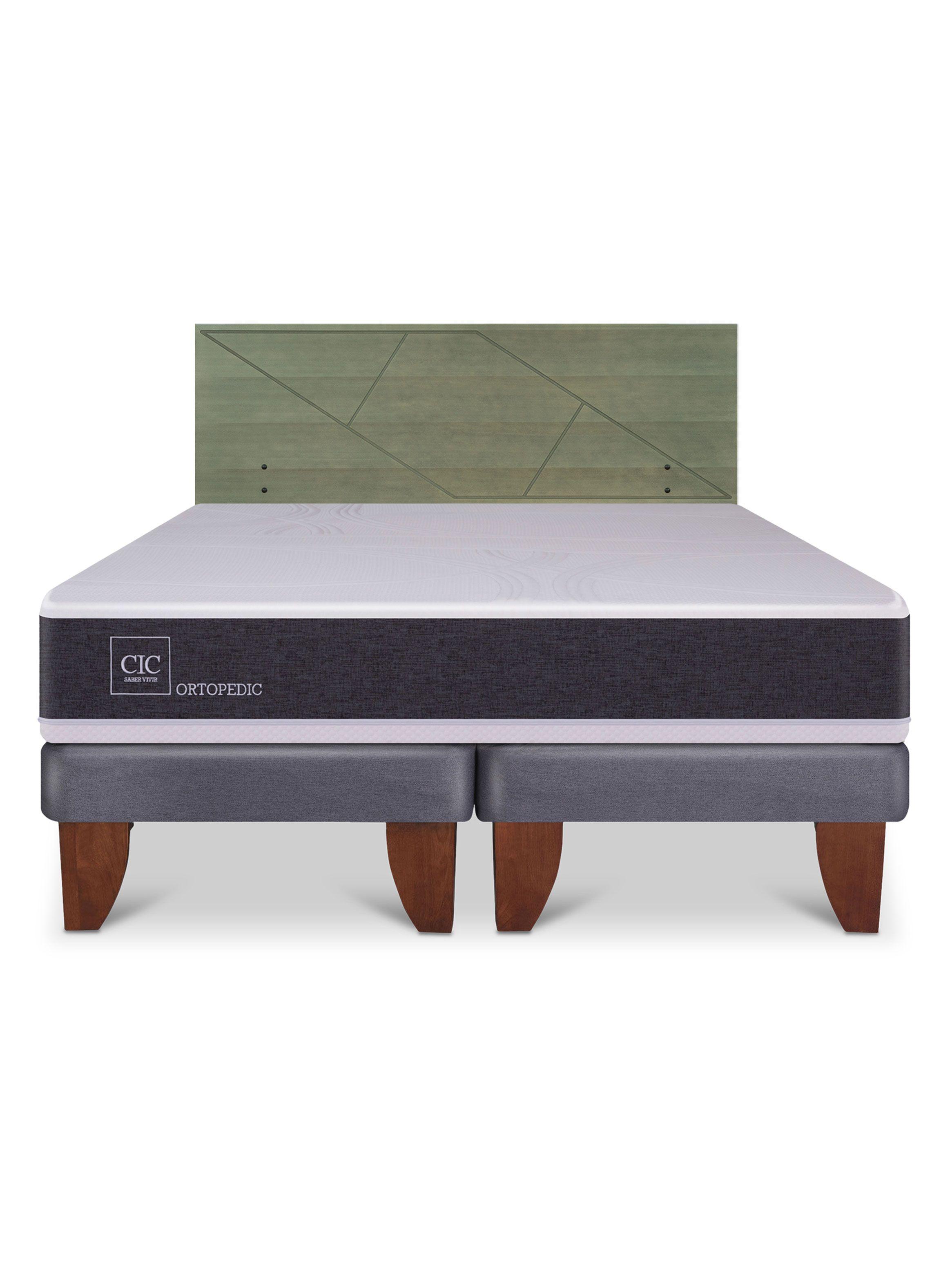 Cama Europea Ortopedic King + Respaldo Villarrica Olivo-2
