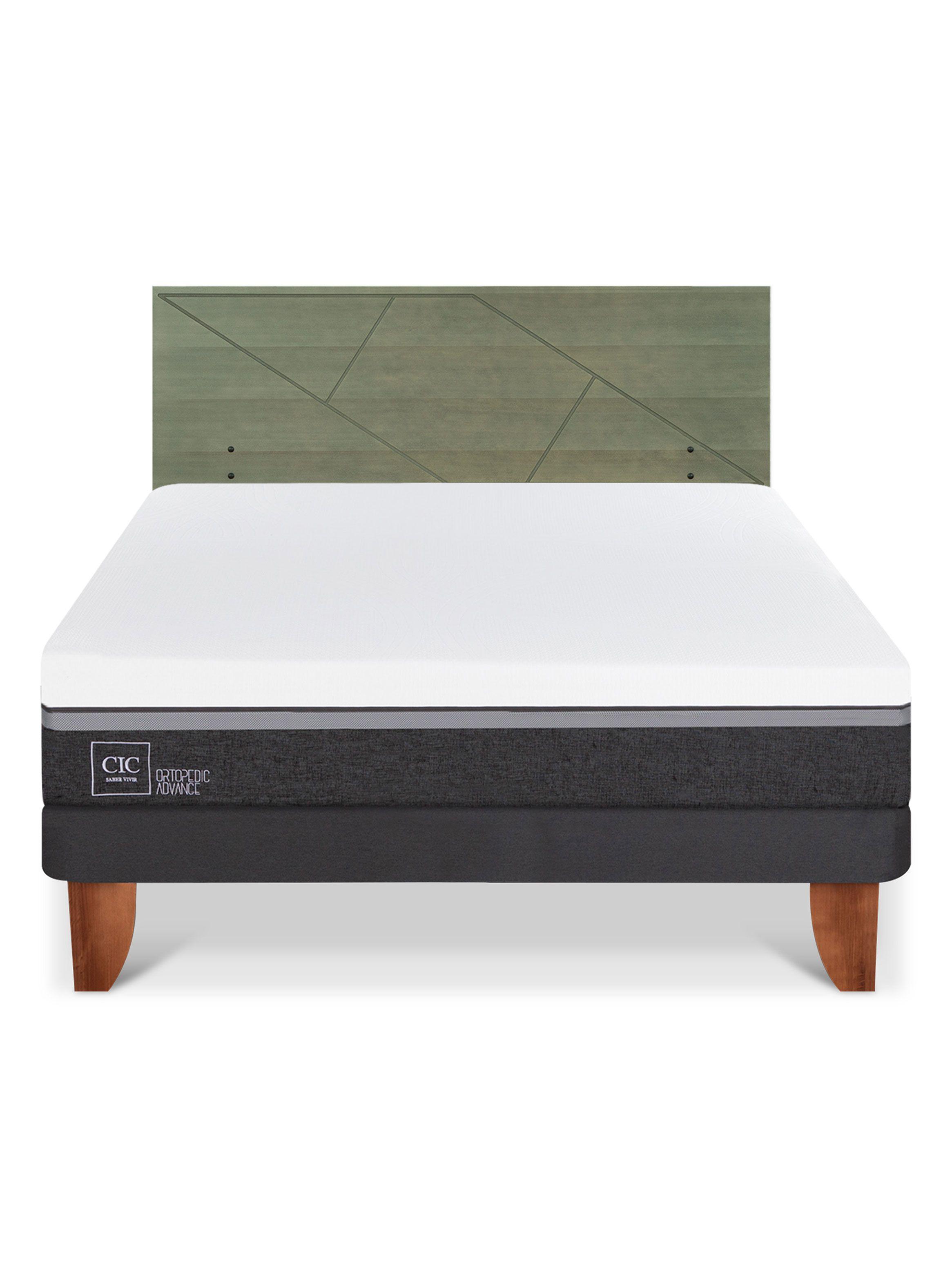 Cama Europea Ortopedic Advance 2 Plazas + Respaldo Villarrica Olivo-2