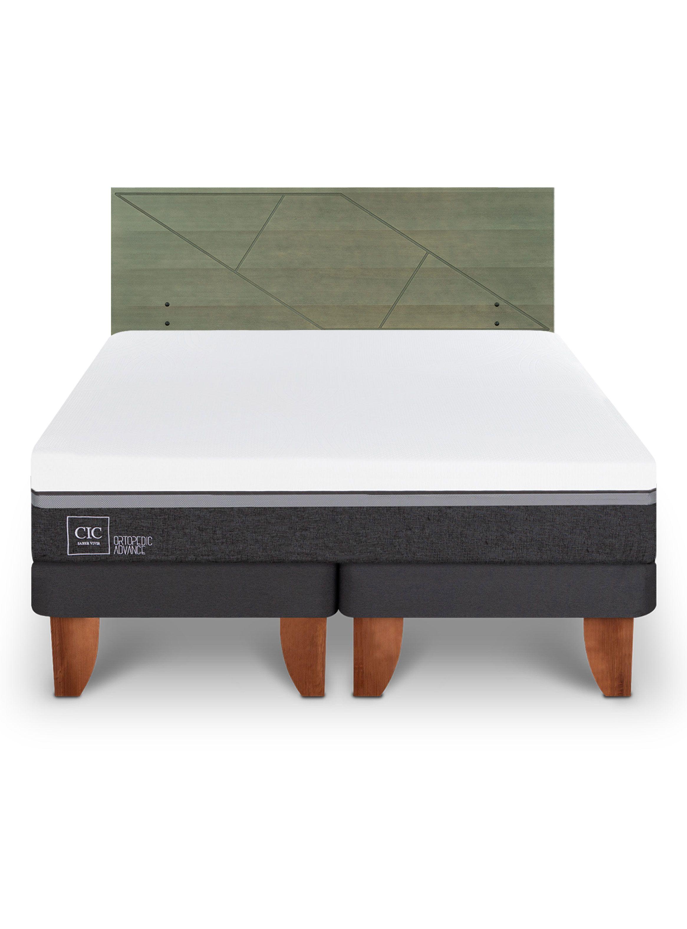 Cama Europea Ortopedic Advance 2 Plazas Base Dividida + Respaldo Villarrica Olivo-2