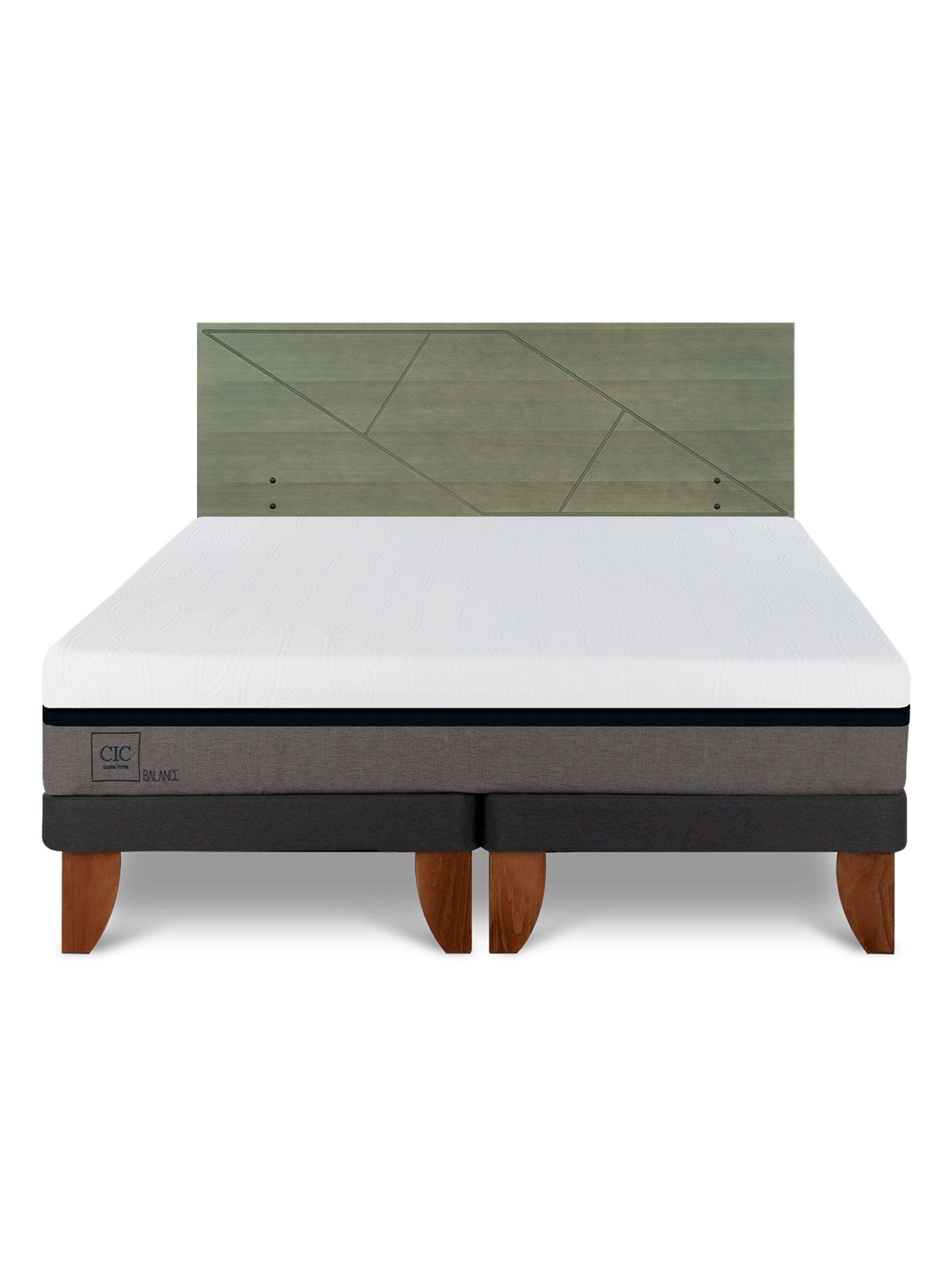 Cama Europea Balance 2 Plazas Base Dividida + Respaldo Villarrica Olivo-2