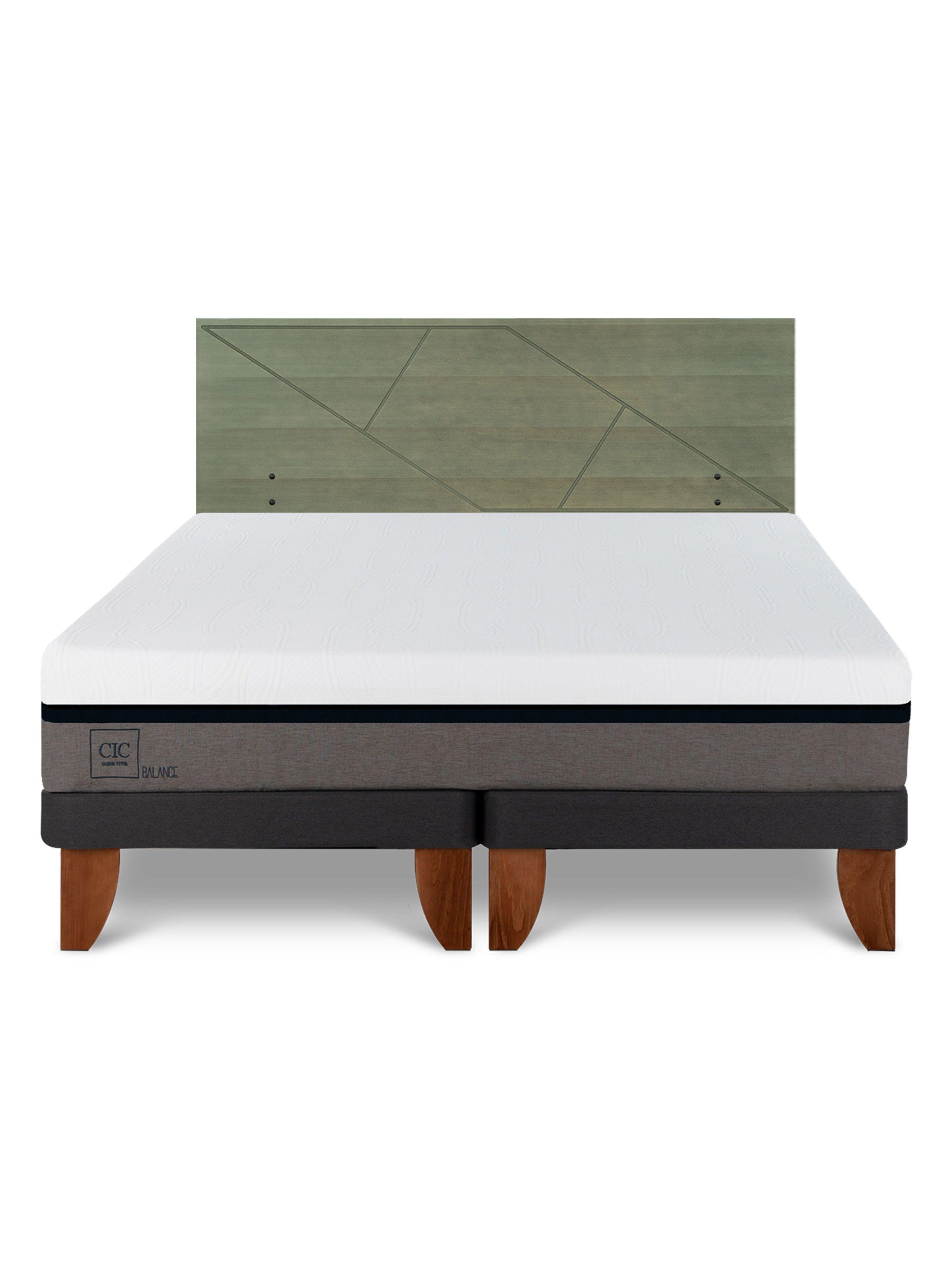 Cama Europea Balance King + Respaldo Villarrica Olivo-2