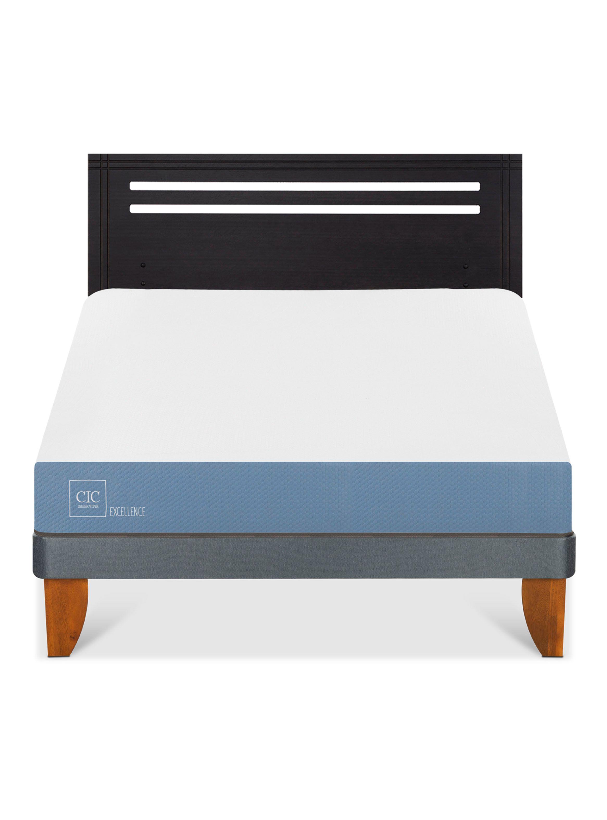 Cama Europea Excellence 2 Plazas x190 cm + Respaldo Múnich Negro-2