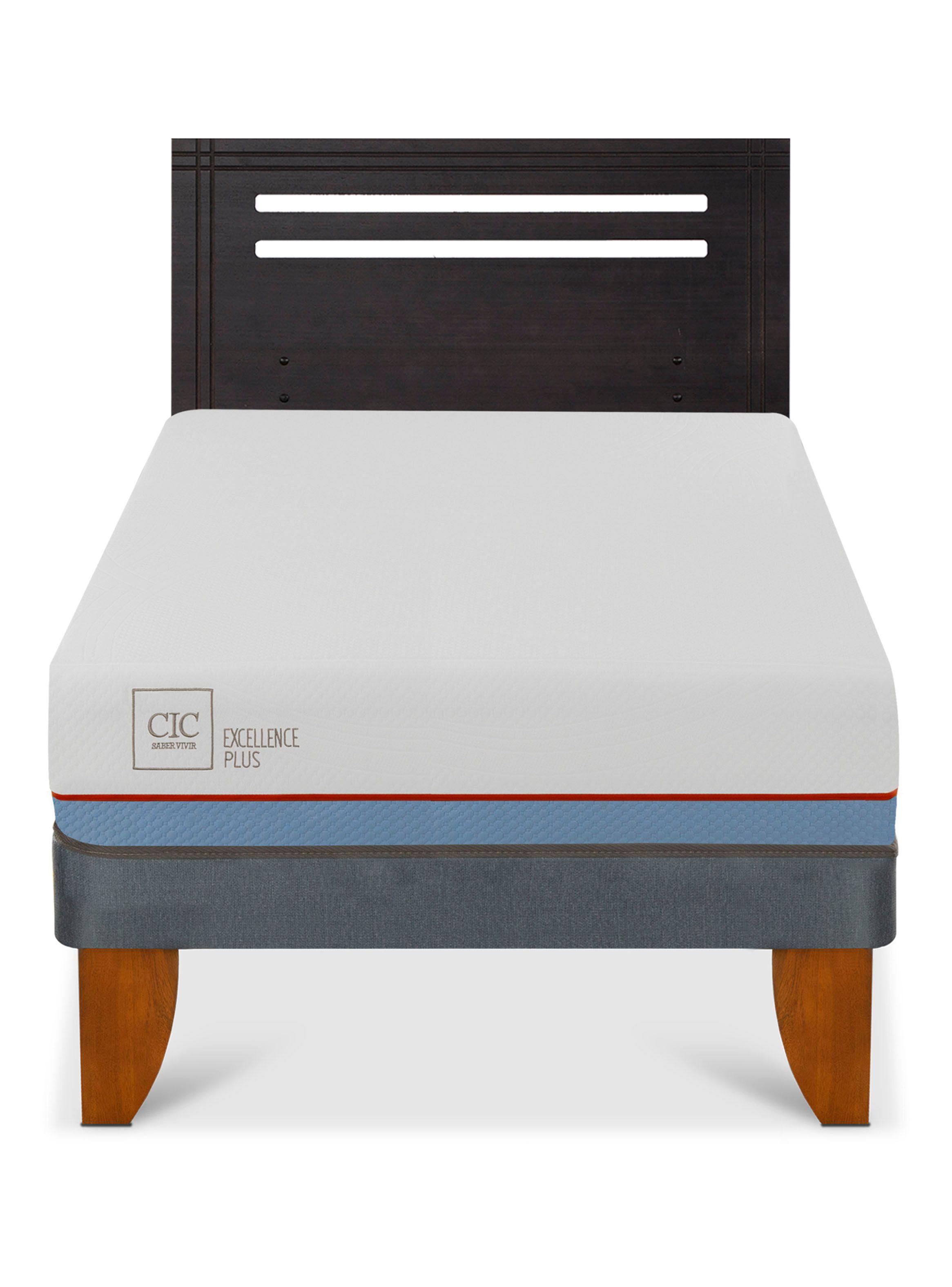 Cama Europea Excellence Plus 1.5 Plazas + Respaldo Múnich Negro-2