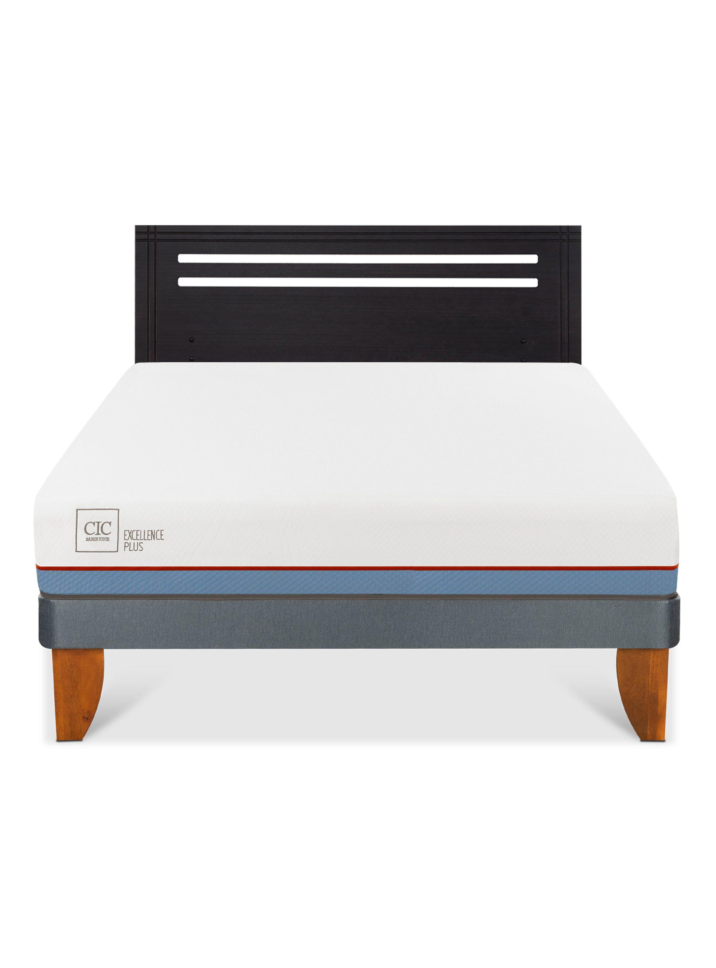 Cama Europea Excellence Plus 2 Plazas + Respaldo Múnich Negro-2