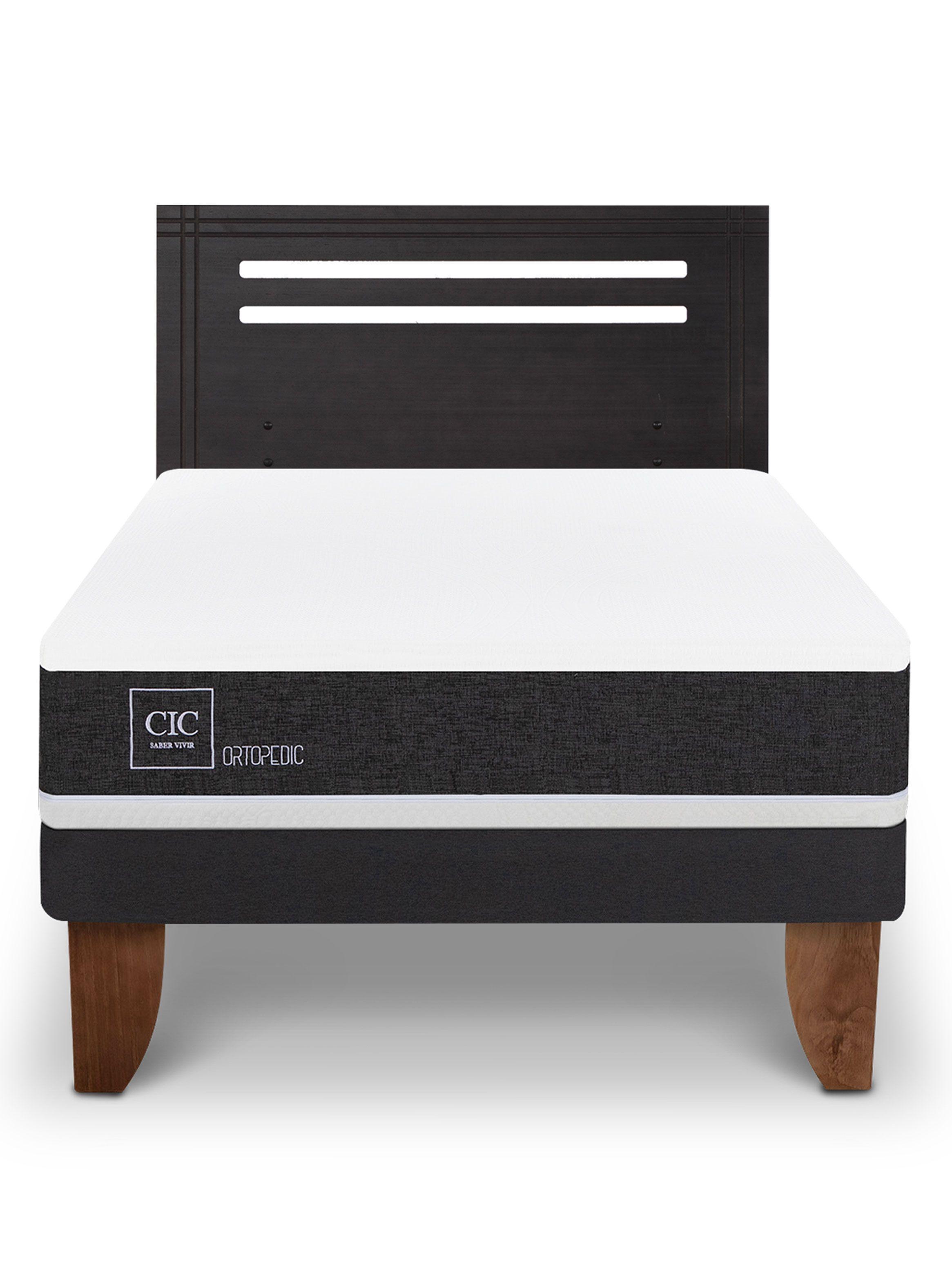 Cama Europea Ortopedic 1.5 Plazas + Respaldo Múnich Negro-2