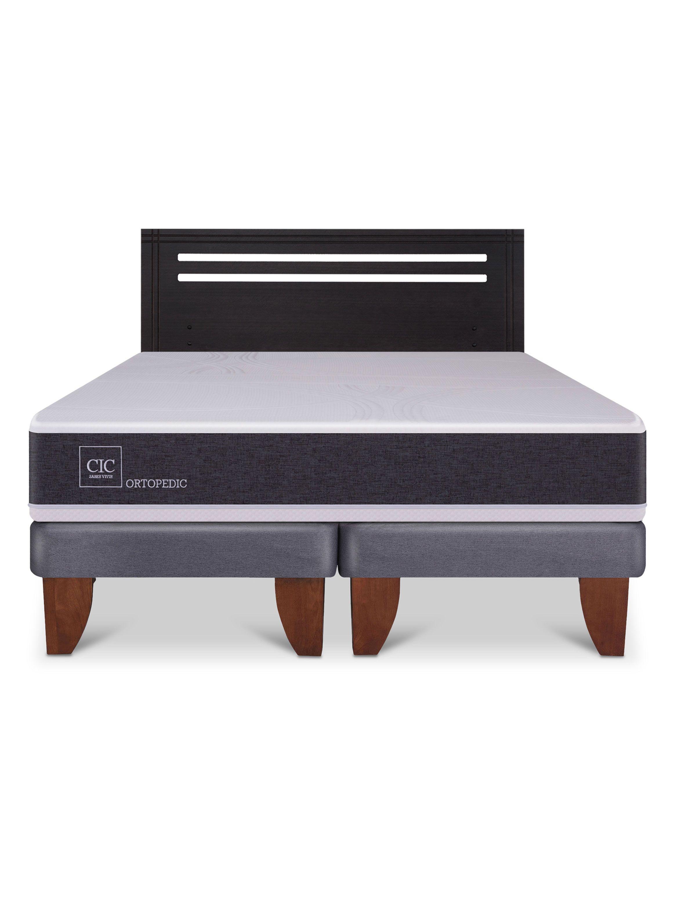 Cama Europea Ortopedic 2 Plazas Base Dividida + Respaldo Múnich Negro-2