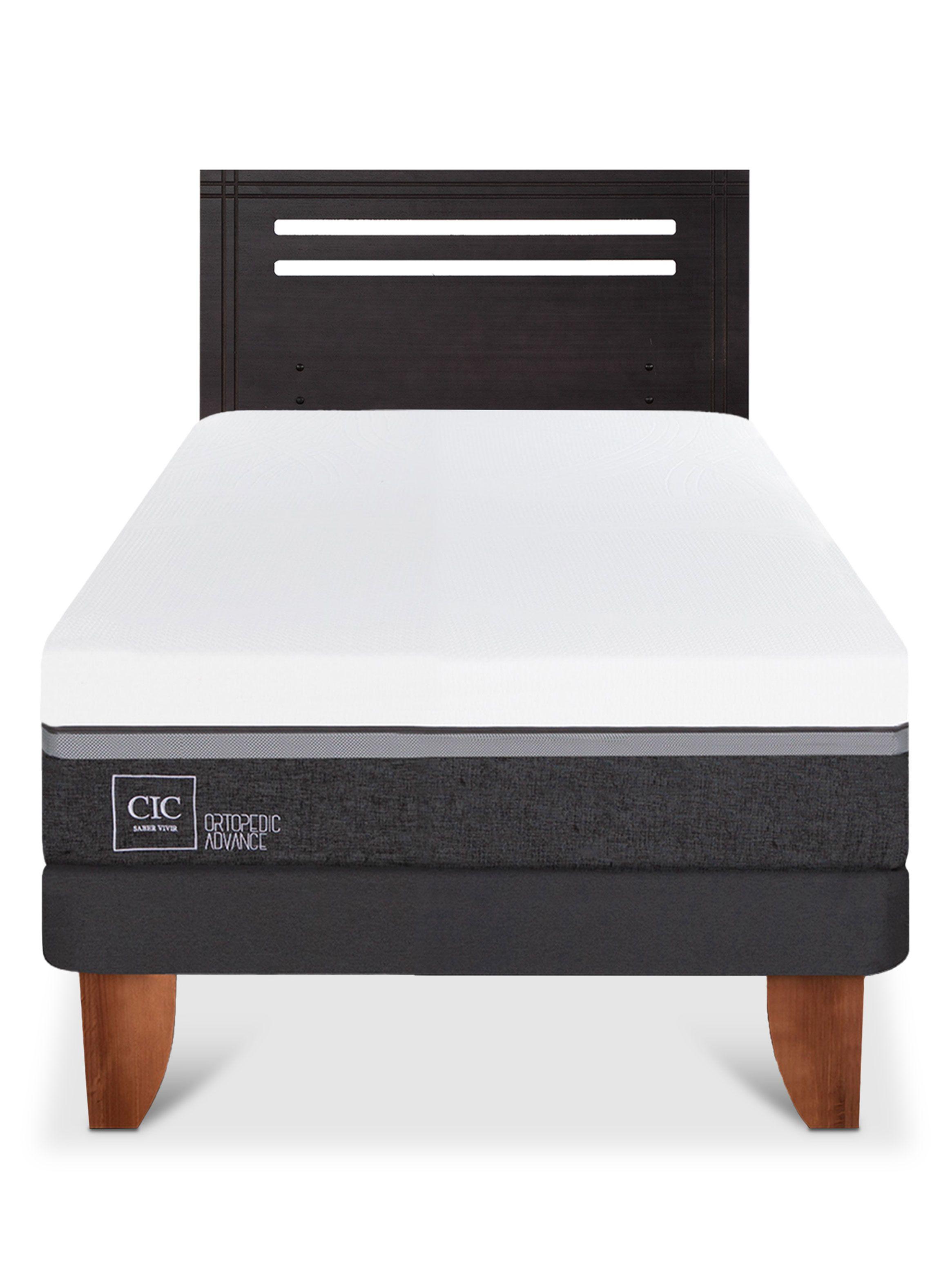 Cama Europea Ortopedic Advance 1.5 Plazas + Respaldo Múnich Negro-2