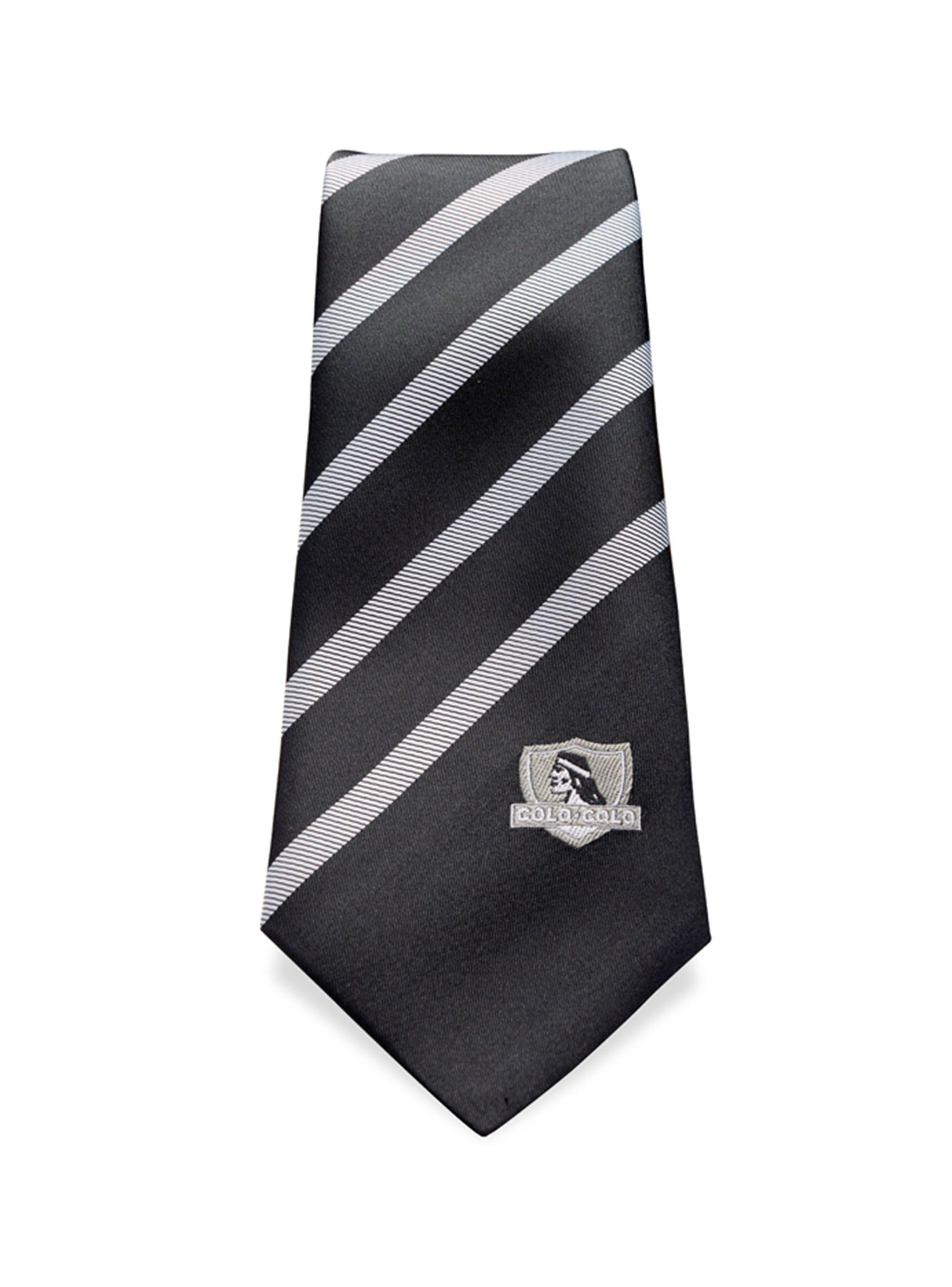 Corbata Sederías Santiago Colo-Colo Negra Rayas 8 cm-2