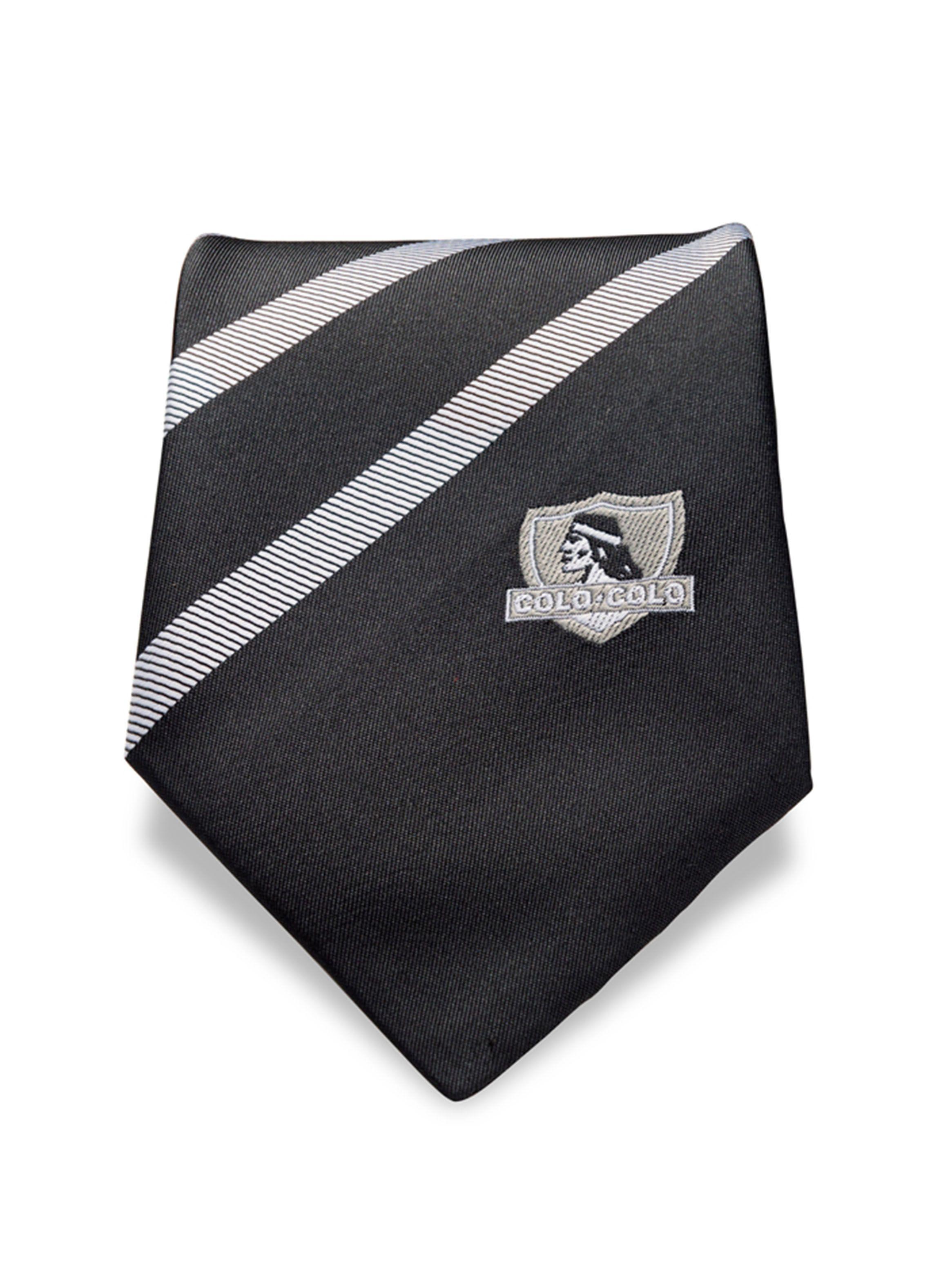 Corbata Sederías Santiago Colo-Colo Negra Rayas 8 cm-1