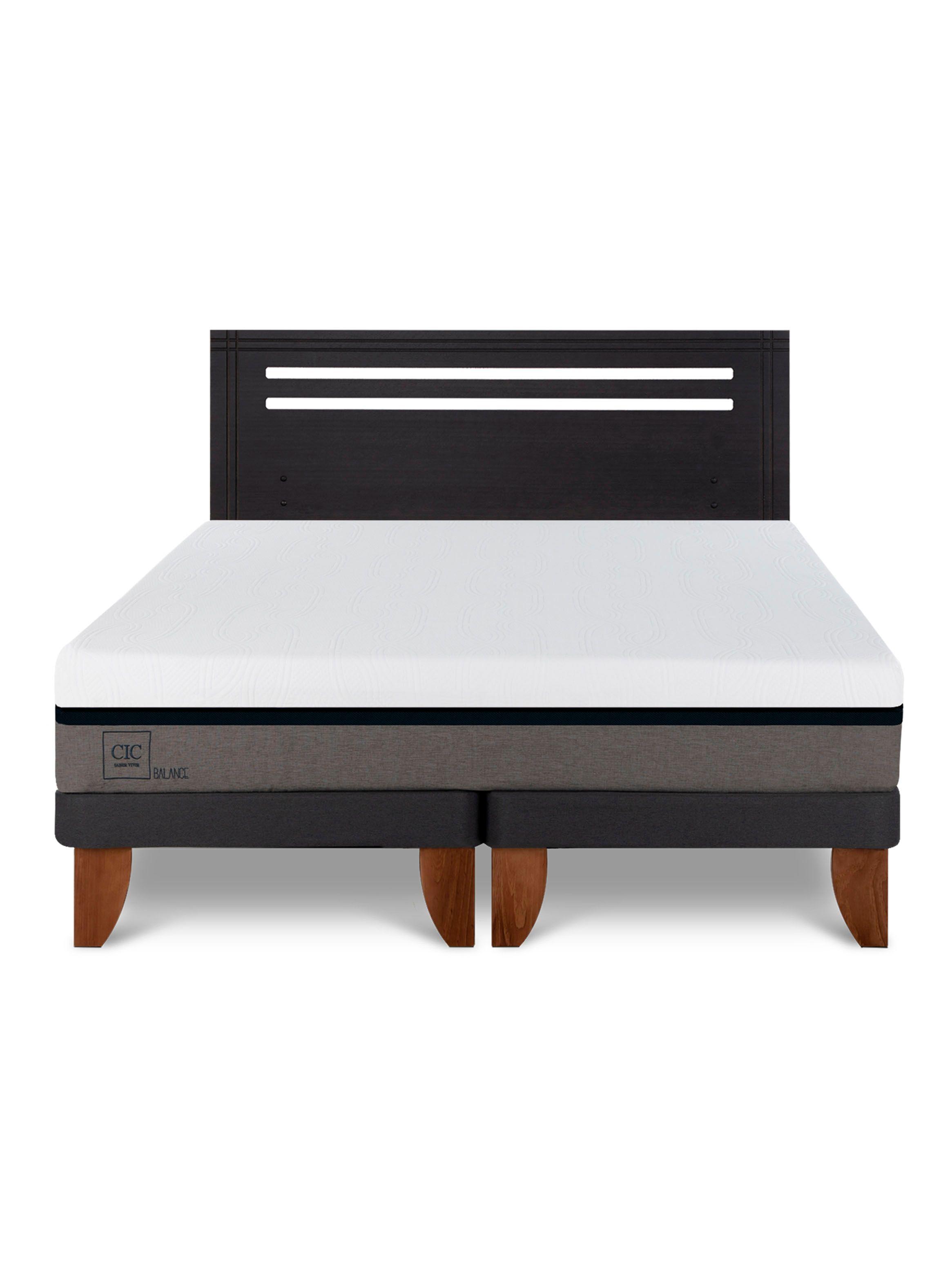 Cama Europea Balance 2 Plazas Base Dividida + Respaldo Múnich Negro-2