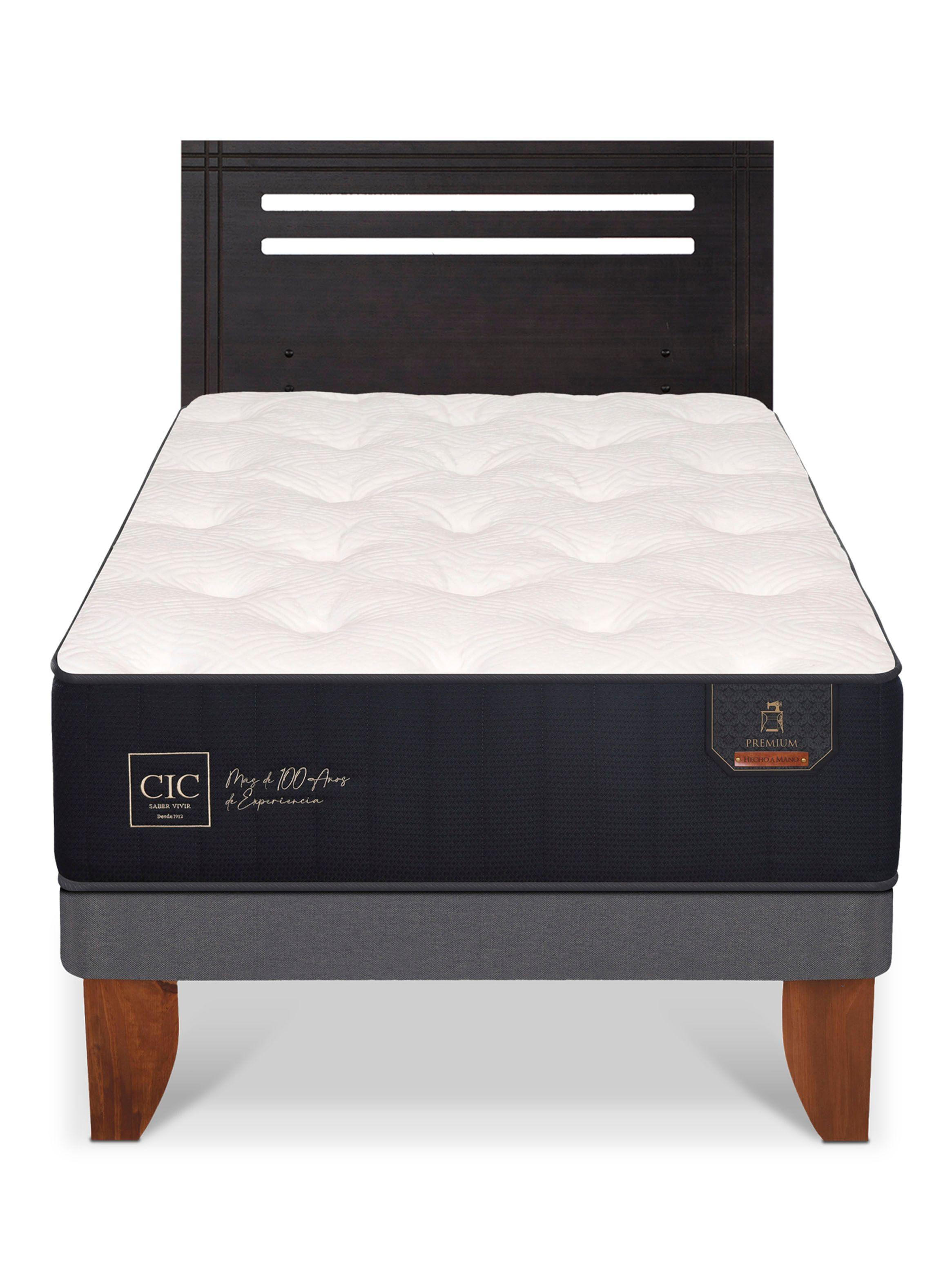 Cama Europea Premium 1.5 Plazas + Respaldo Múnich Negro-2
