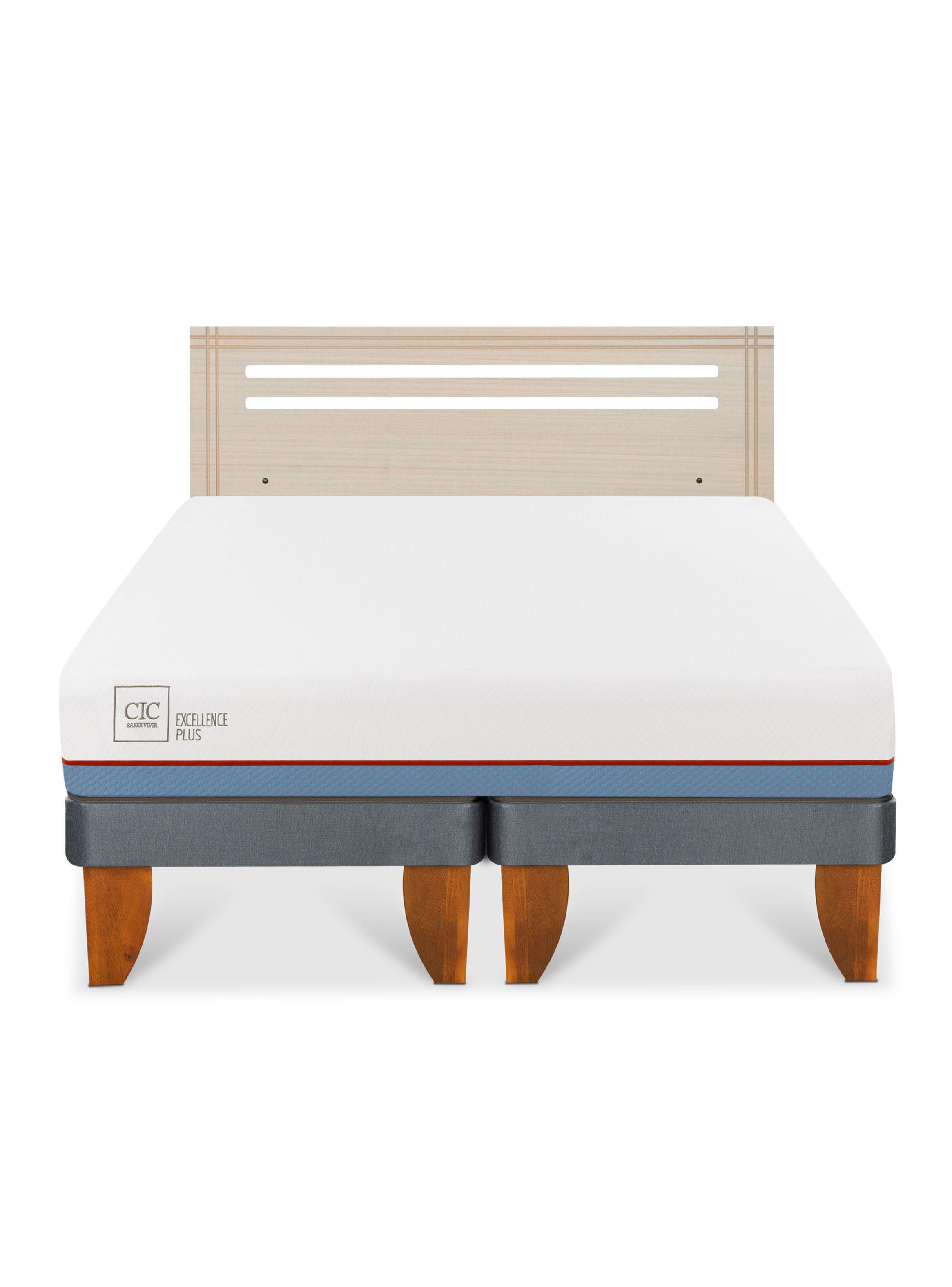 Cama Europea Excellence Plus 2 Plazas Base Dividida + Respaldo Múnich Alpino-2