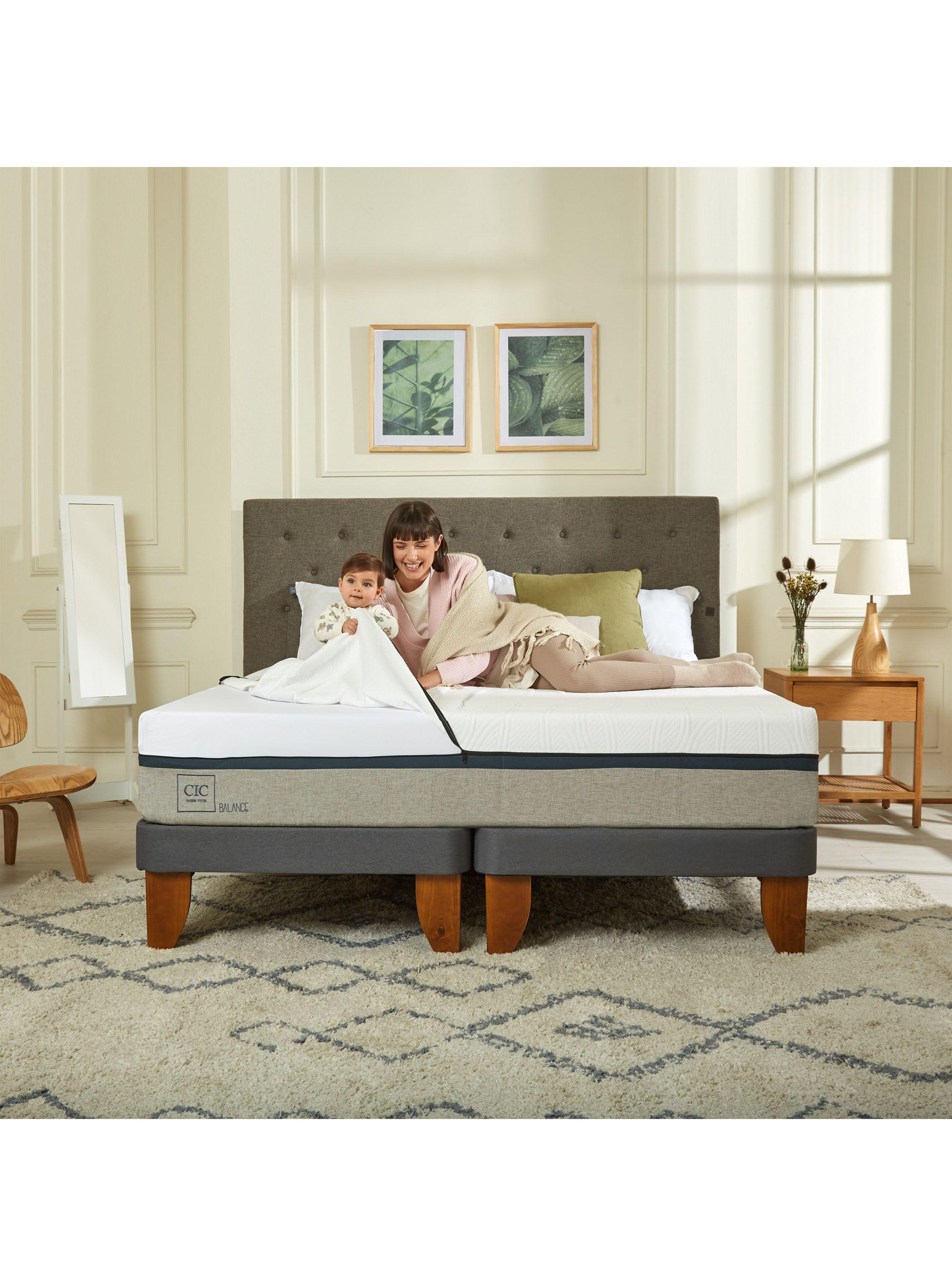 Cama Europea Balance 2 Plazas Base Dividida + Respaldo Múnich Alpino-7