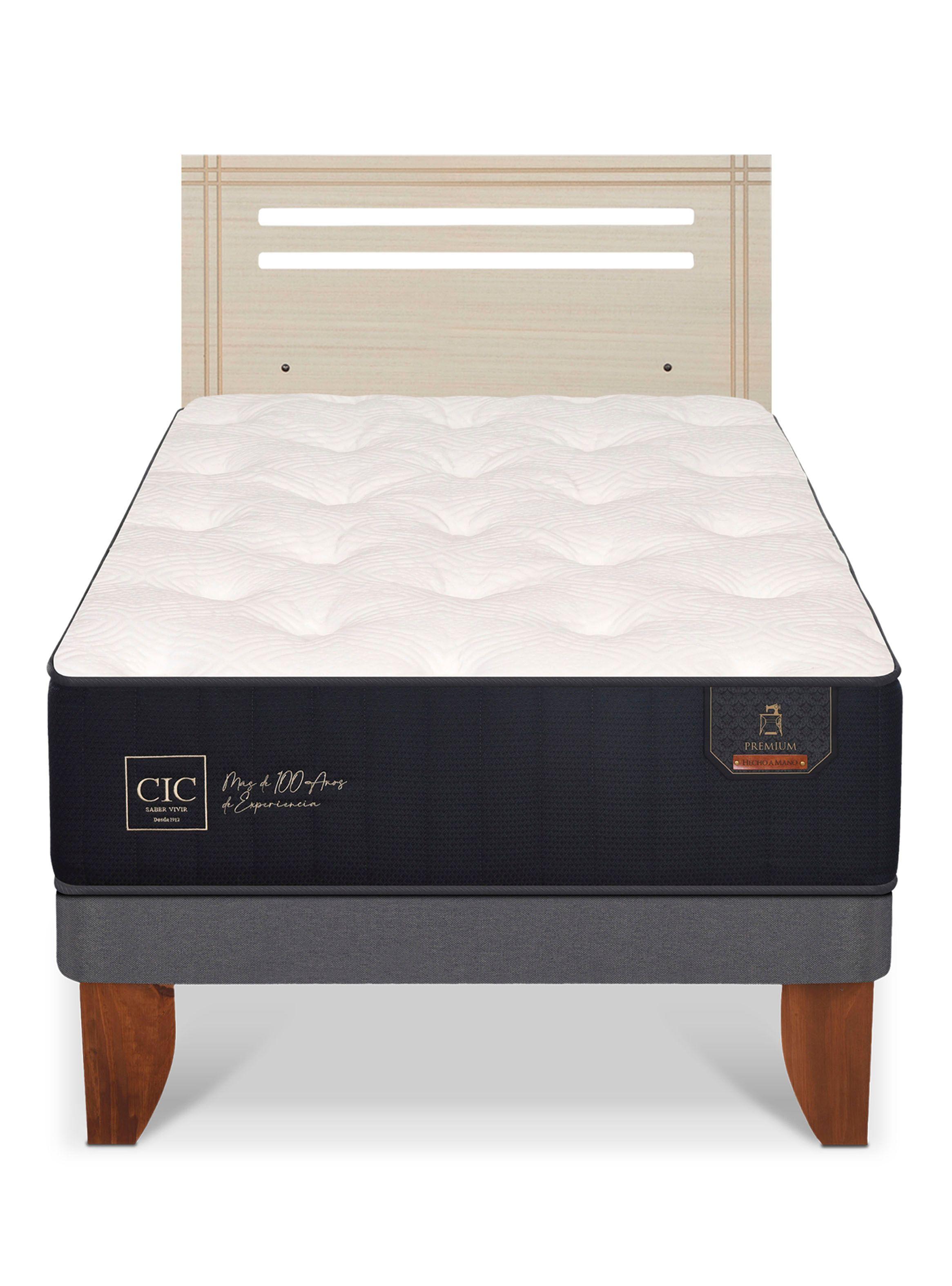 Cama Europea Premium 1.5 Plazas + Respaldo Múnich Alpino-2