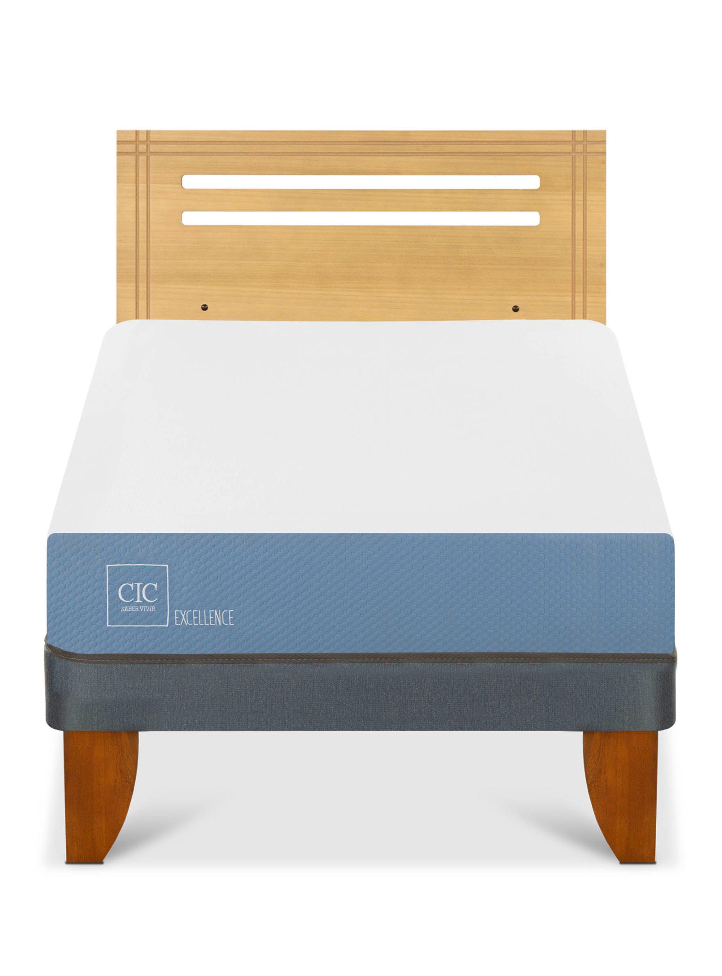 Cama Europea Excellence 1.5 Plazas + Respaldo Múnich Mostaza-2