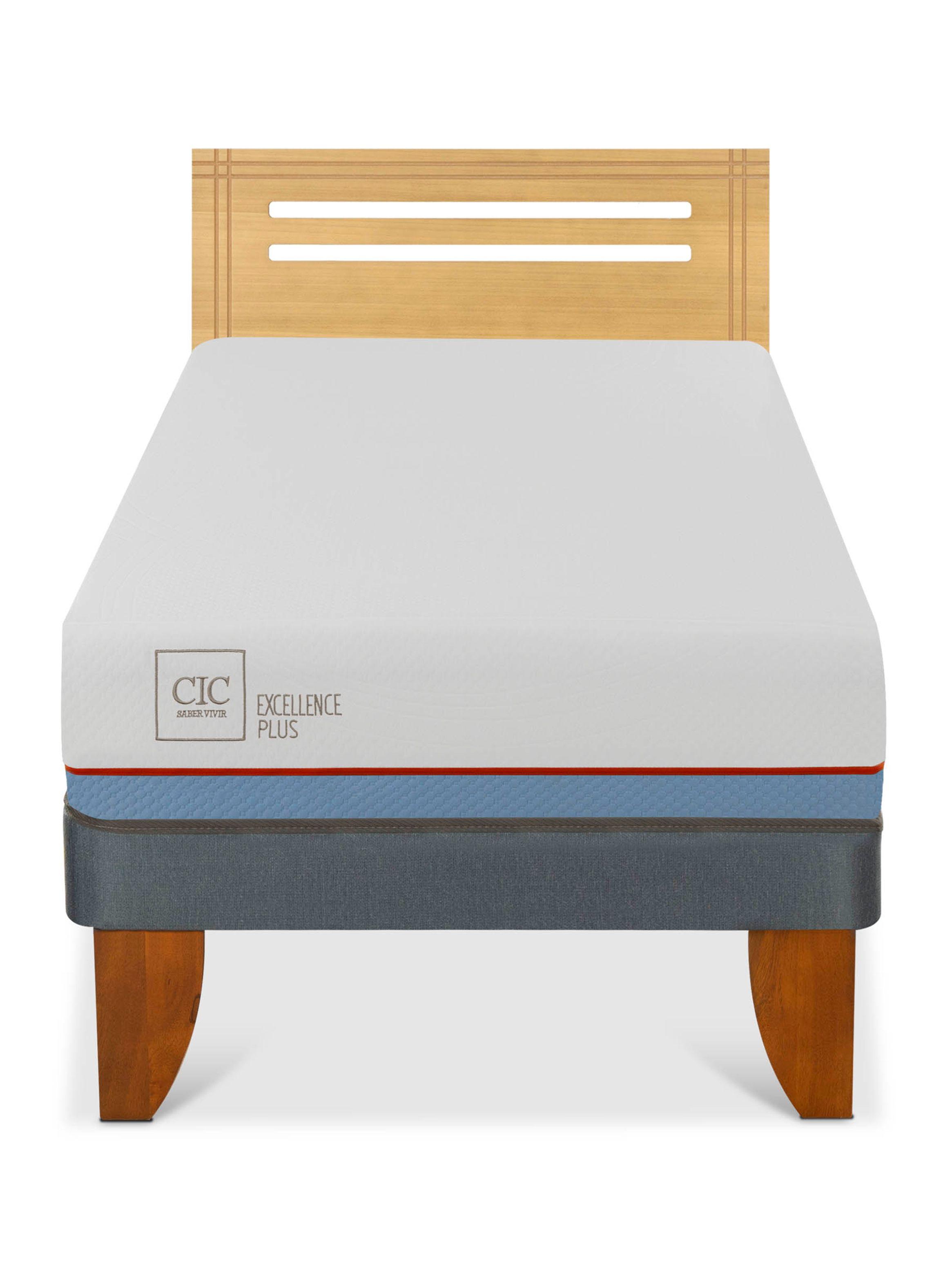 Cama Europea Excellence Plus 1.5 Plazas + Respaldo Múnich Mostaza-2