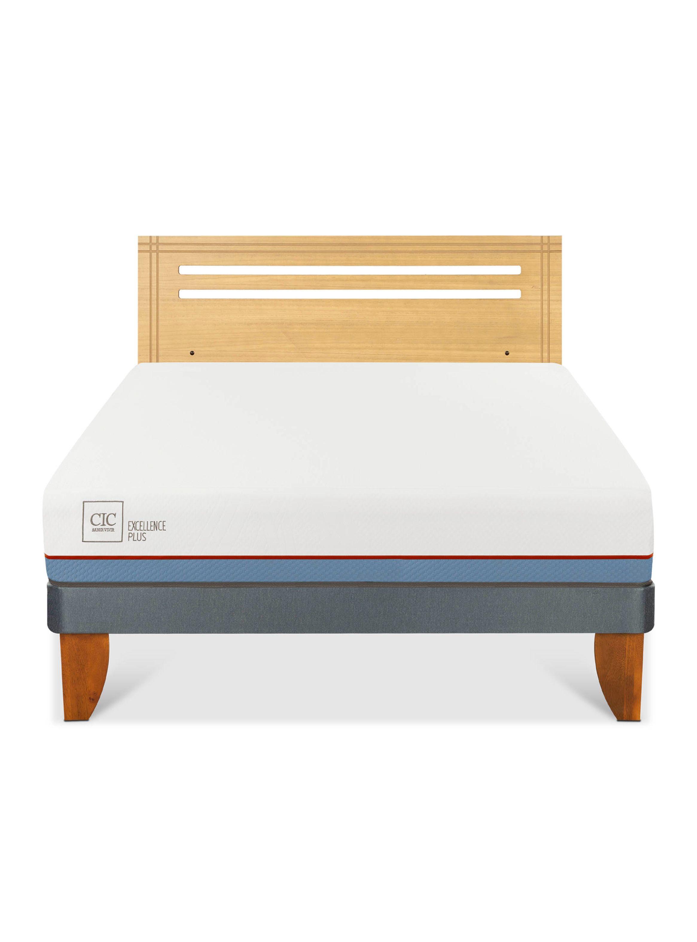 Cama Europea Excellence Plus 2 Plazas + Respaldo Múnich Mostaza-2