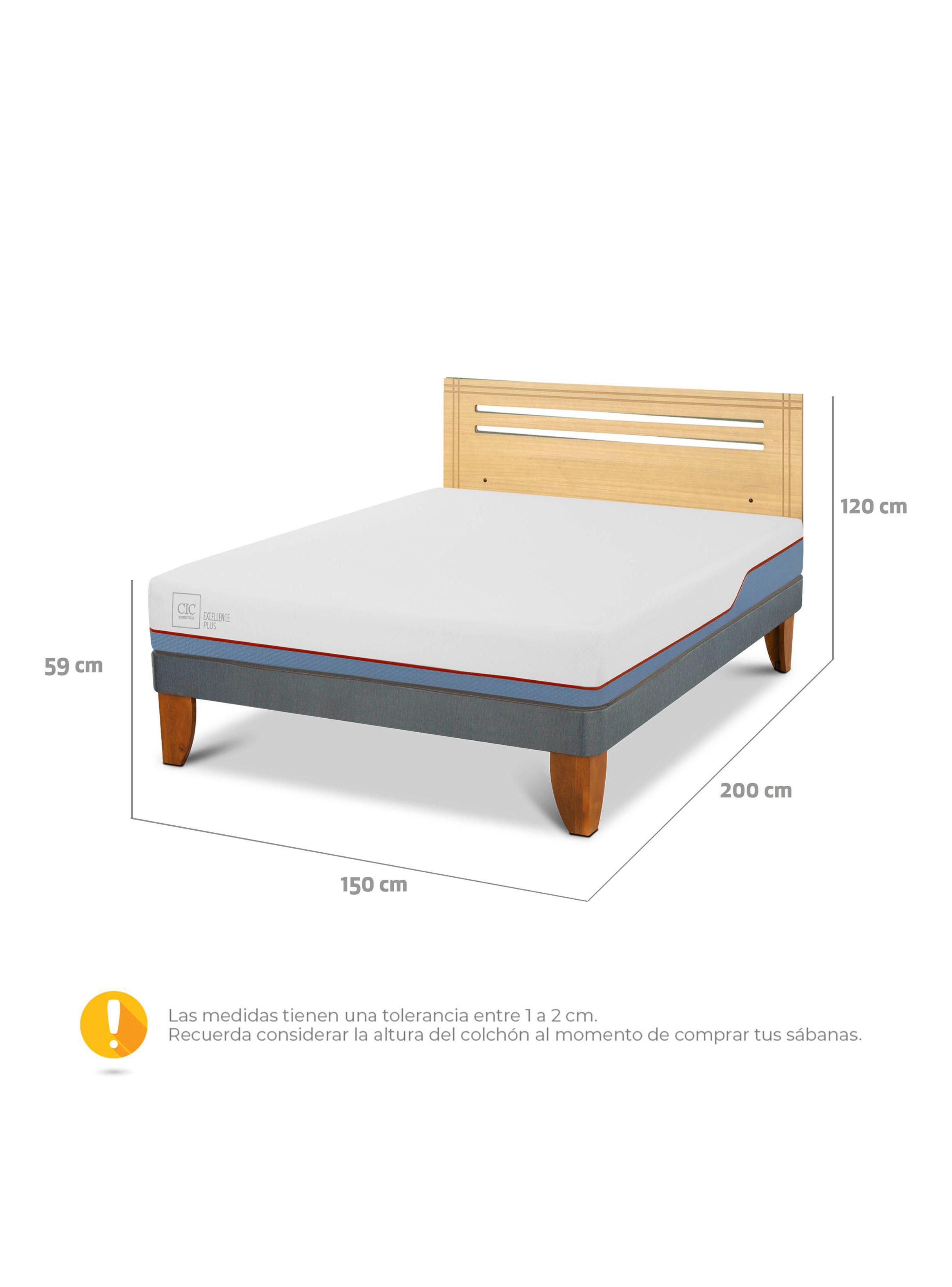 Cama Europea Excellence Plus 2 Plazas + Respaldo Múnich Mostaza-1