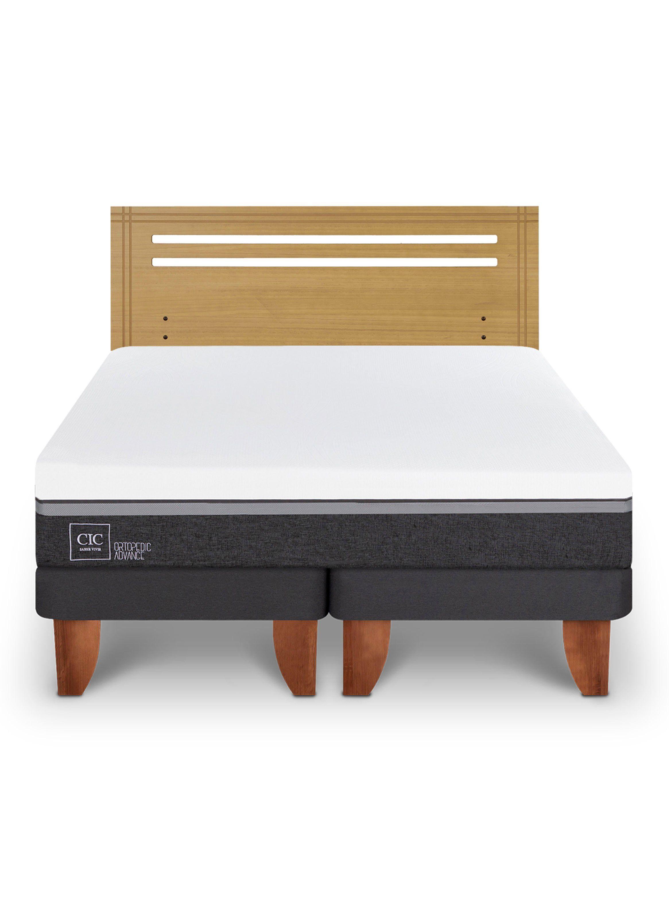 Cama Europea Ortopedic Advance 2 Plazas Base Dividida + Respaldo Múnich Mostaza-2