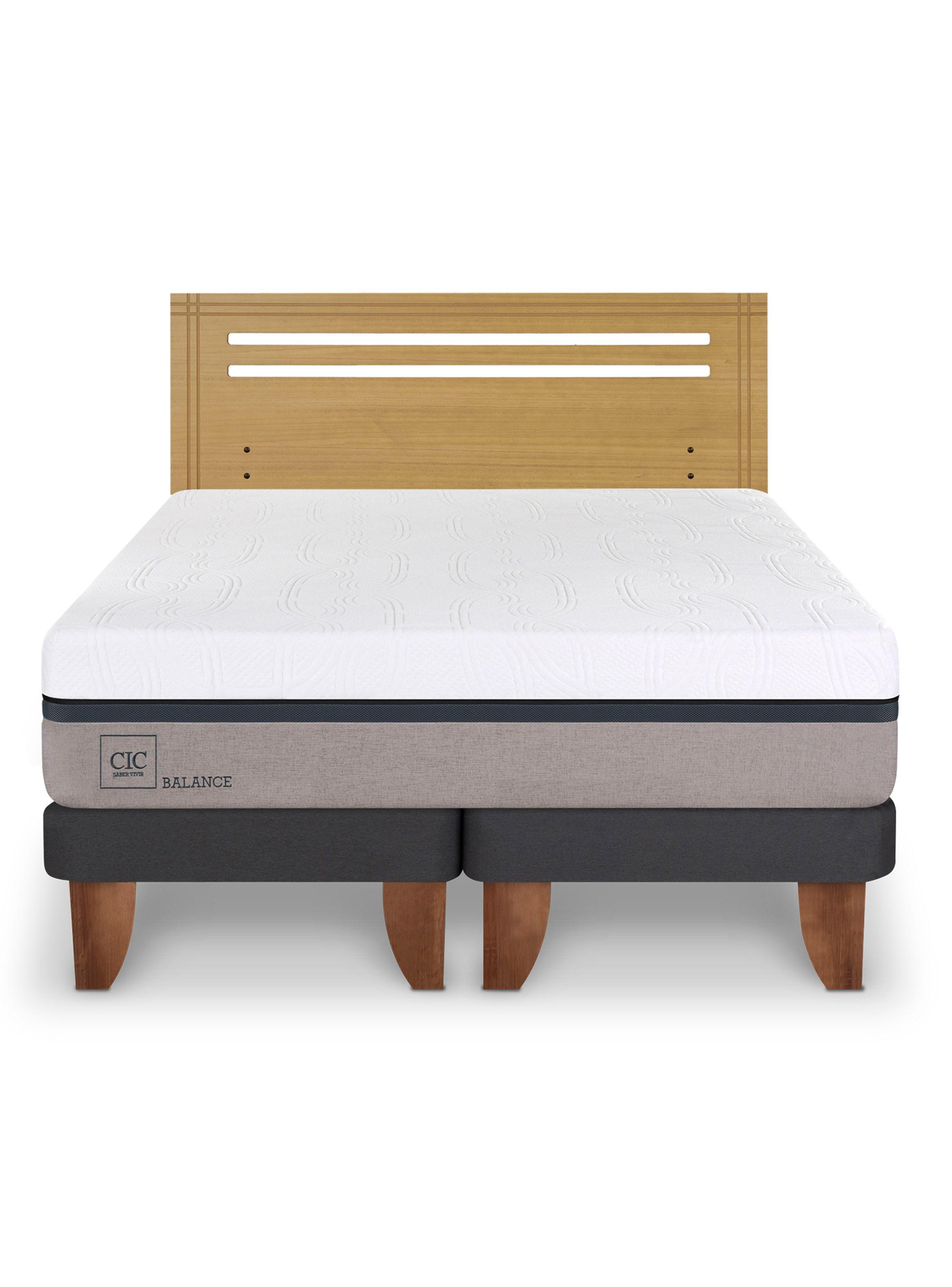 Cama Europea Balance 2 Plazas Base Dividida + Respaldo Múnich Mostaza-2