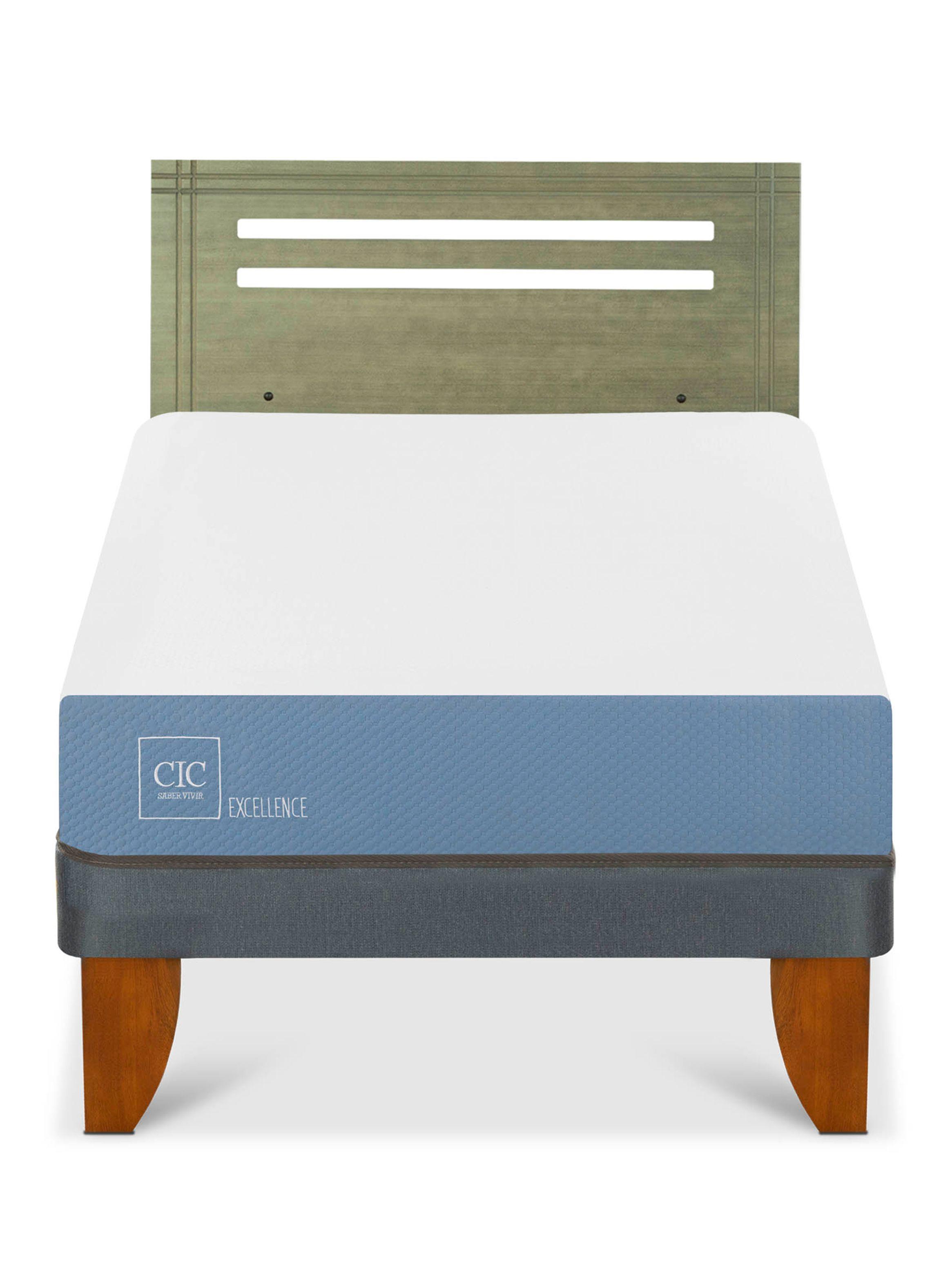 Cama Europea Excellence 1.5 Plazas + Respaldo Múnich Olivo-2