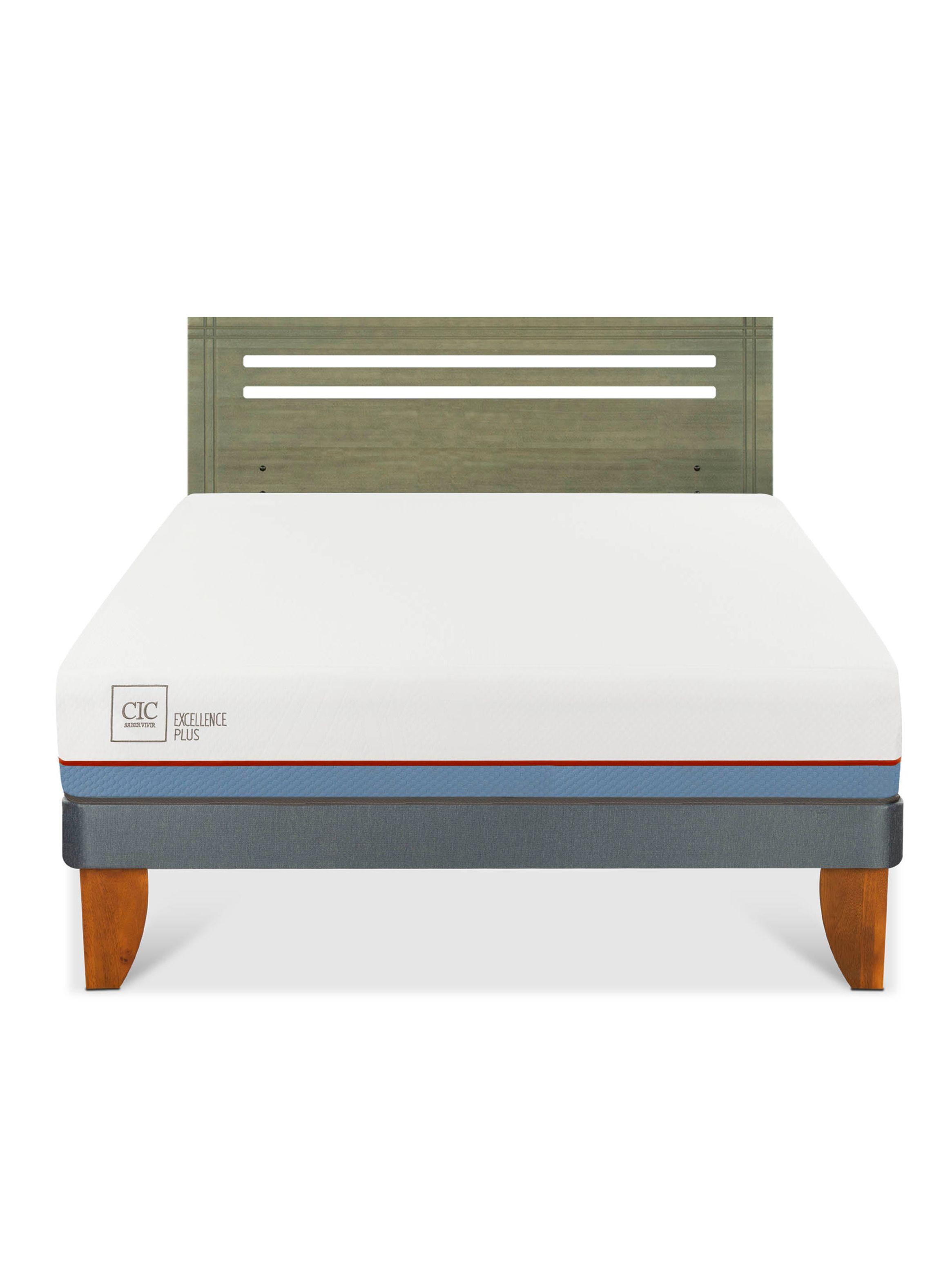 Cama Europea Excellence Plus 2 Plazas + Respaldo Múnich Olivo-2