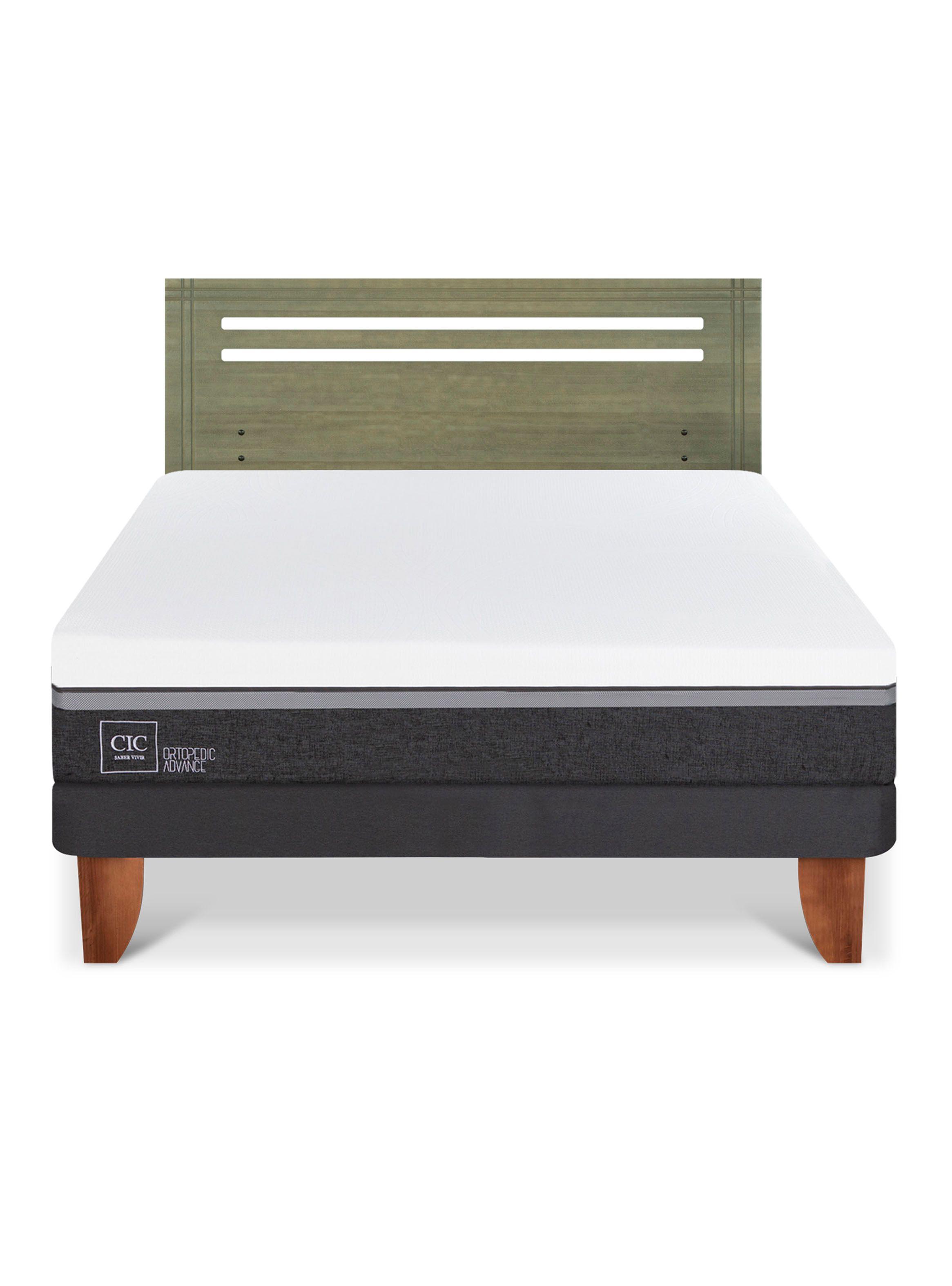 Cama Europea Ortopedic Advance 2 Plazas + Respaldo Múnich Olivo-2