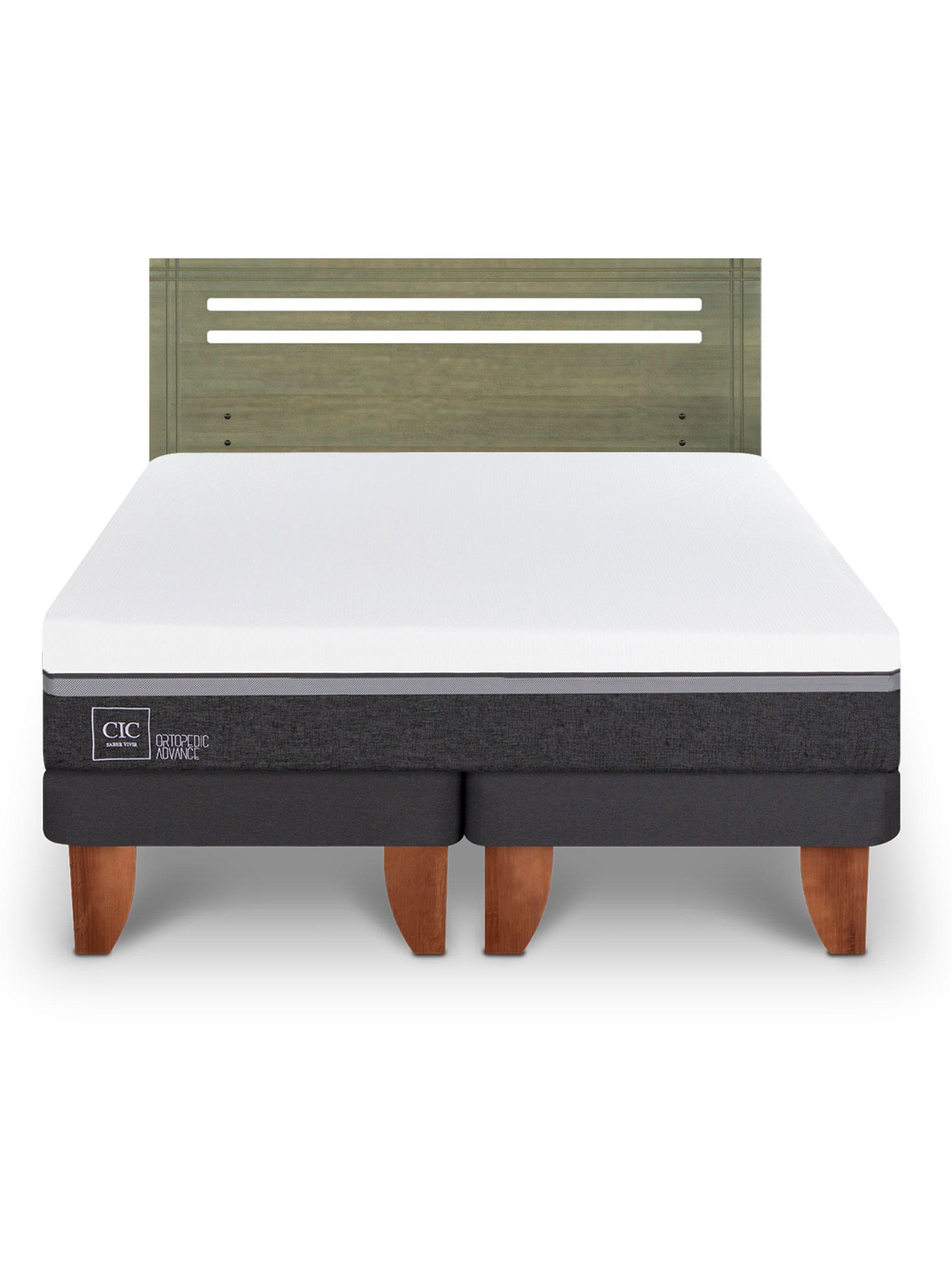 Cama Europea Ortopedic Advance 2 Plazas Base Dividida + Respaldo Múnich Olivo-2