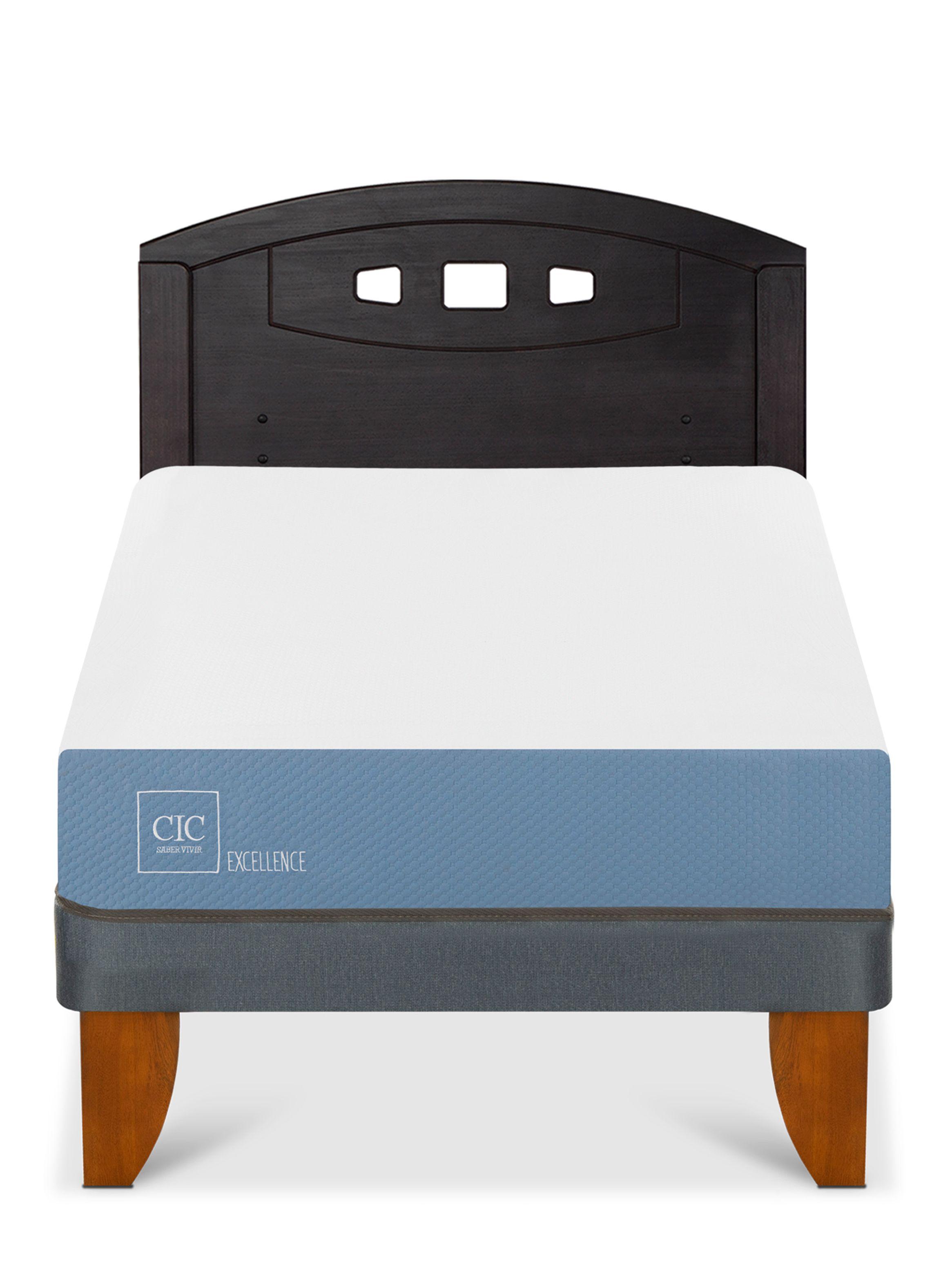 Cama Europea Excellence 1.5 Plazas + Respaldo Gales Negro-2