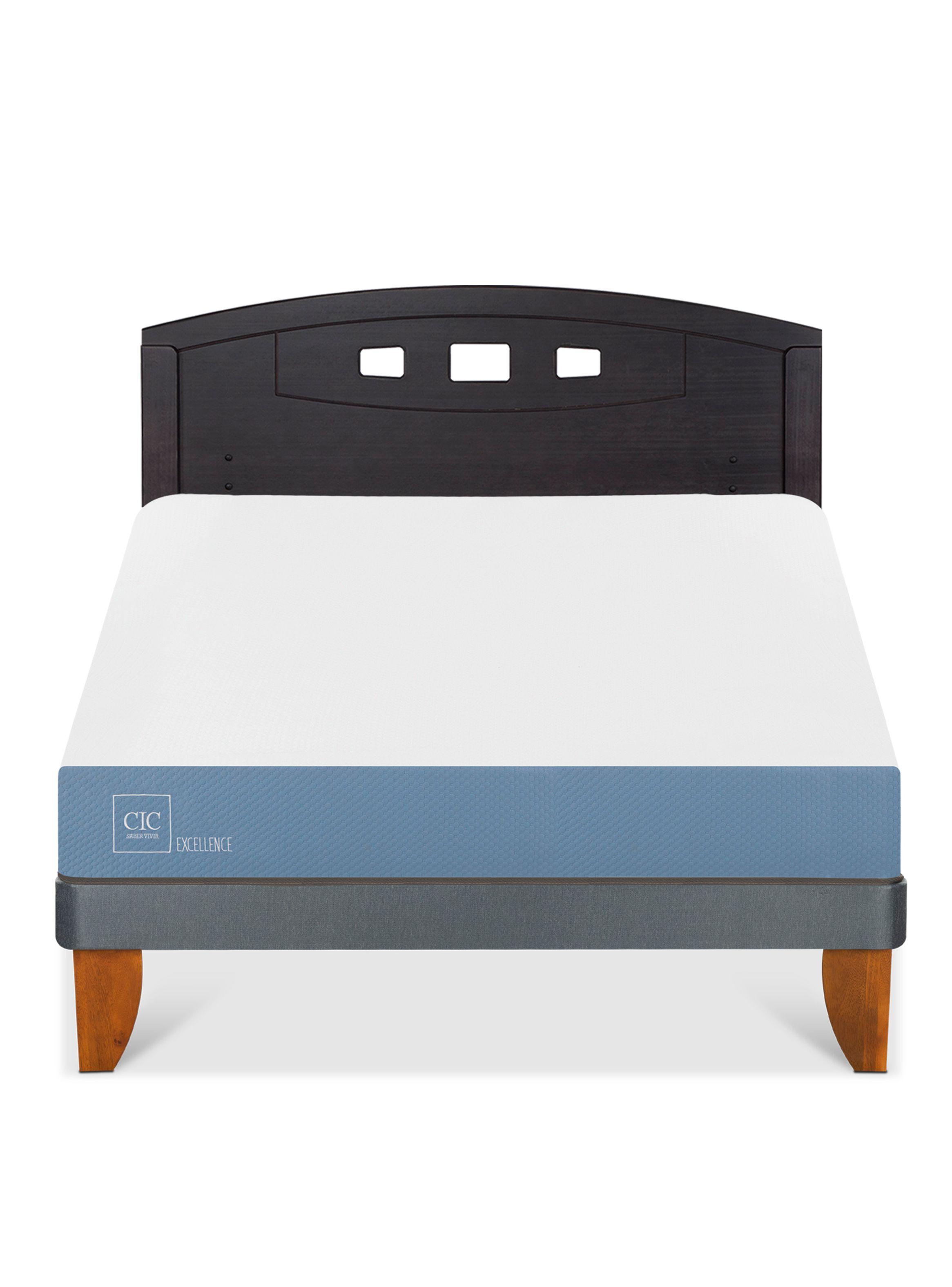Cama Europea Excellence Plus 2 Plazas + Respaldo Gales Negro-2