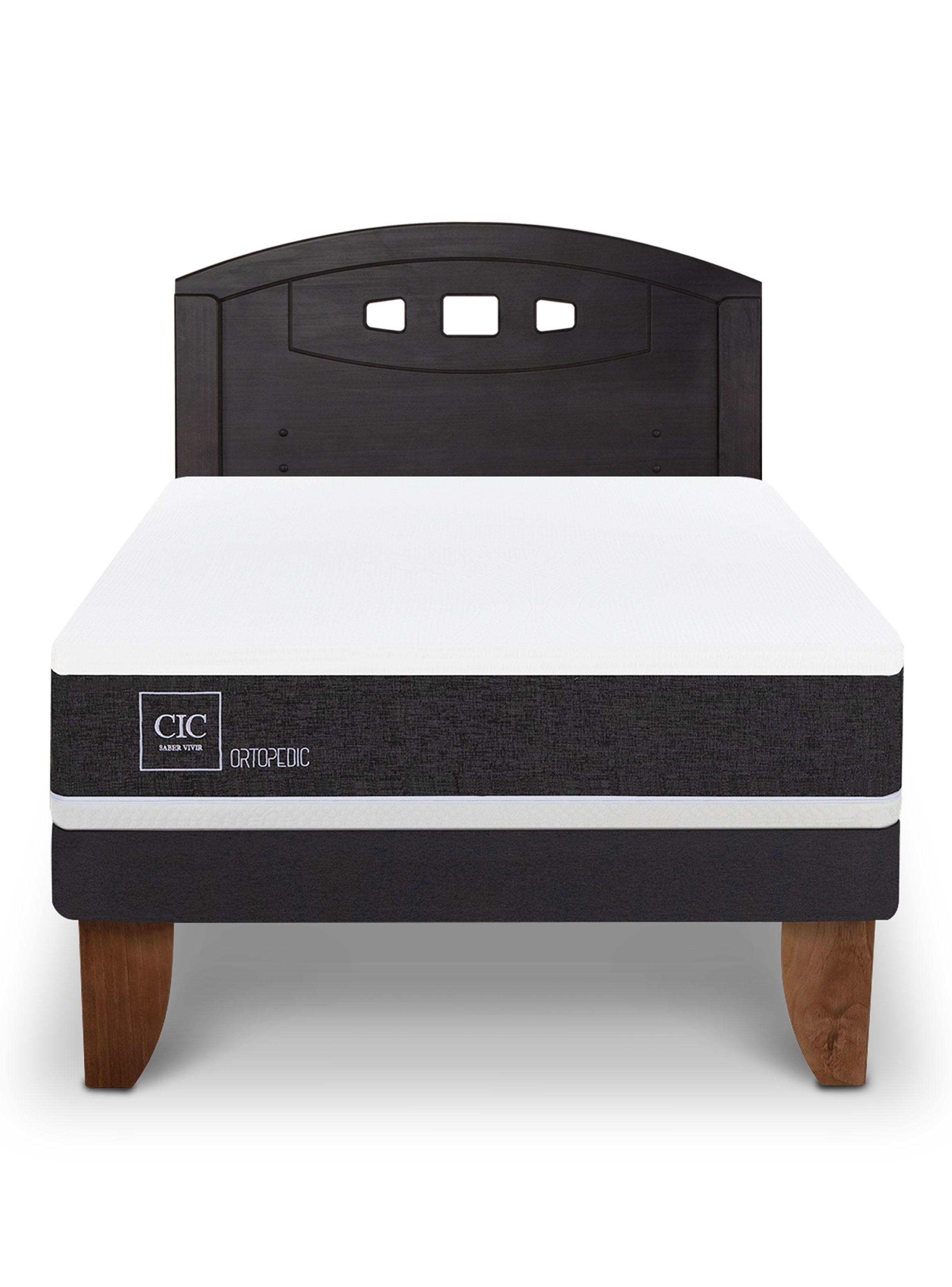 Cama Europea Ortopedic 1.5 Plazas + Respaldo Gales Negro-2