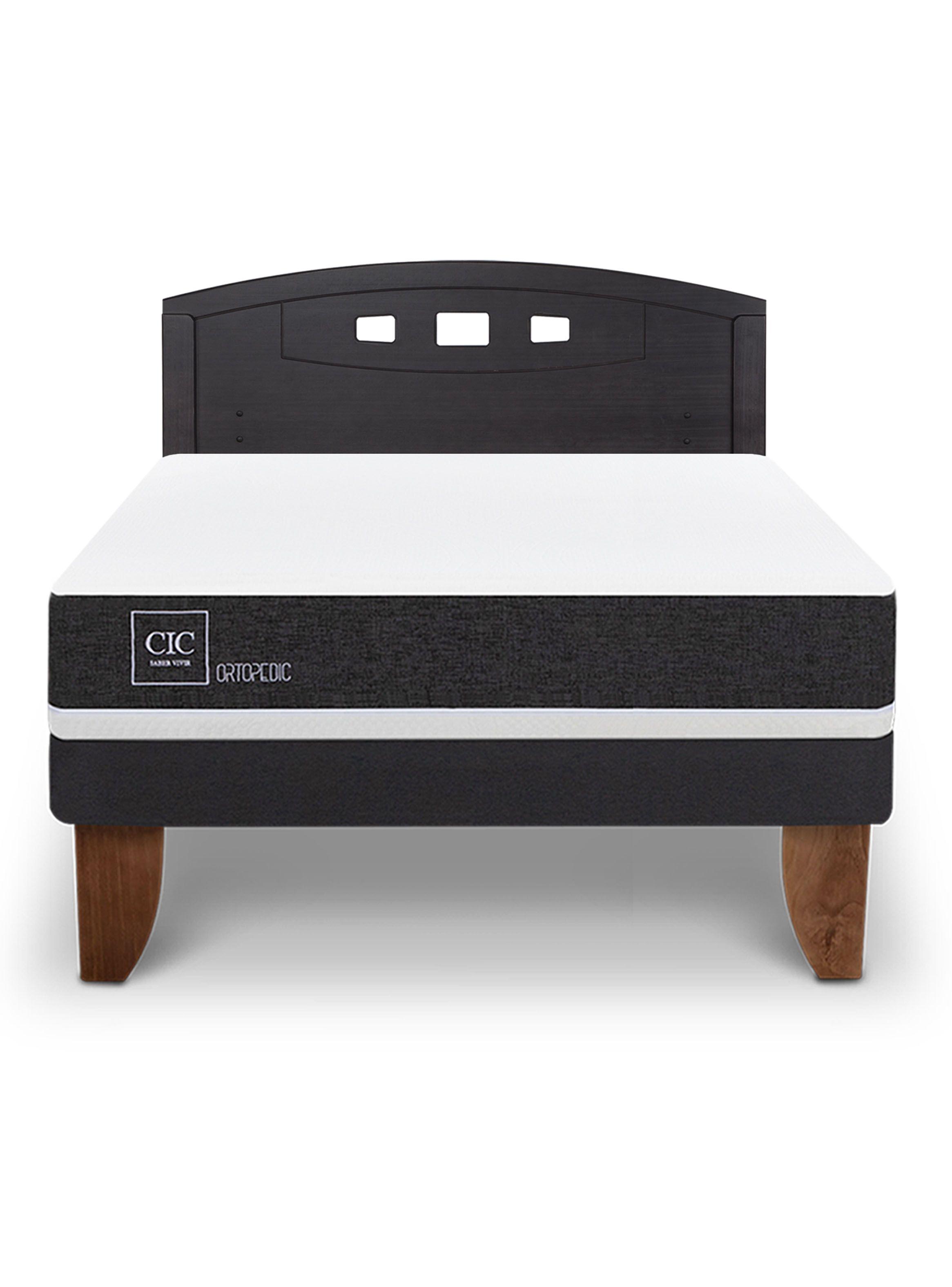 Cama Europea Ortopedic 2 Plazas + Respaldo Gales Negro-2