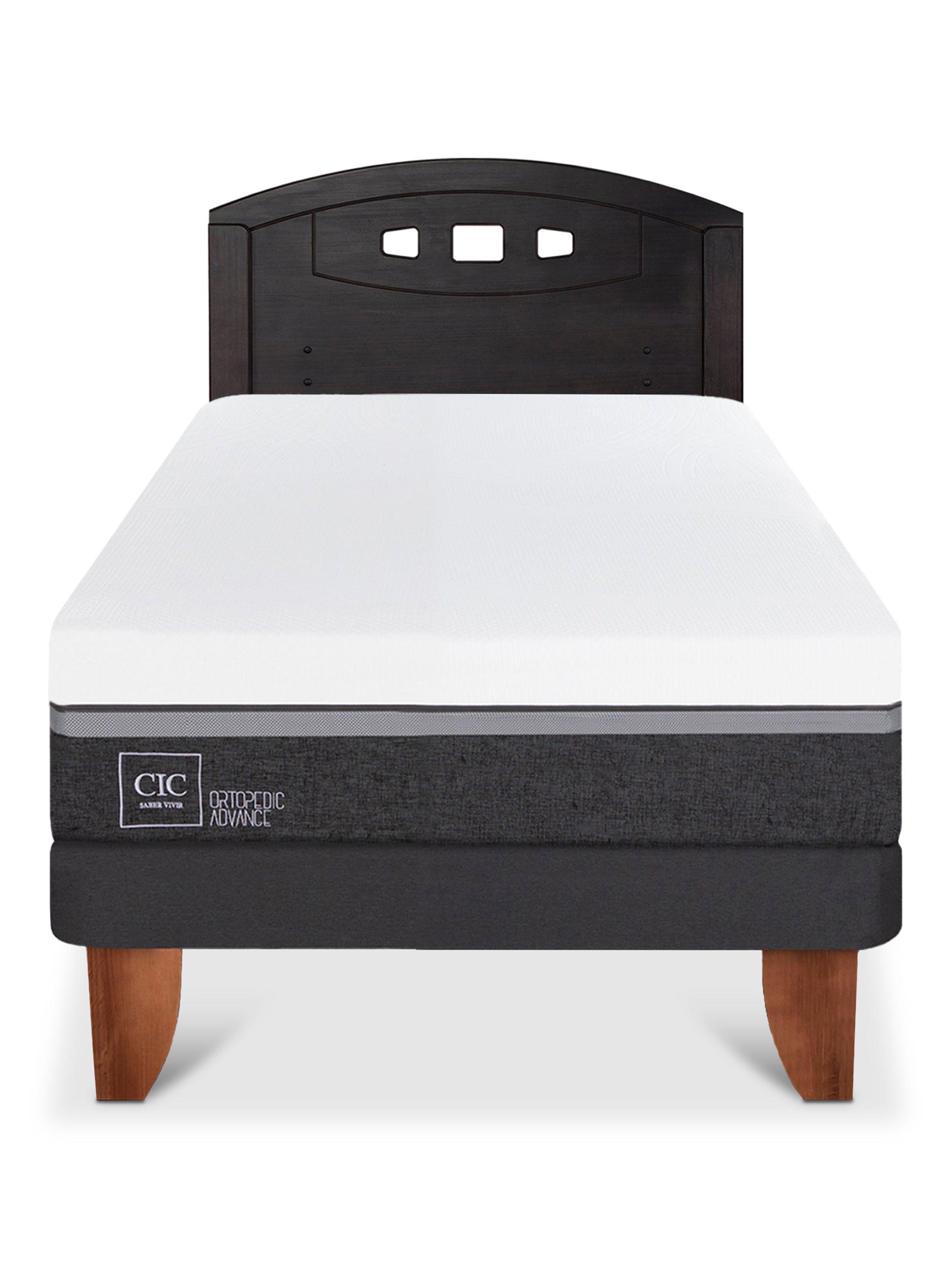 Cama Europea Ortopedic Advance 1.5 Plazas + Respaldo Gales Negro-2