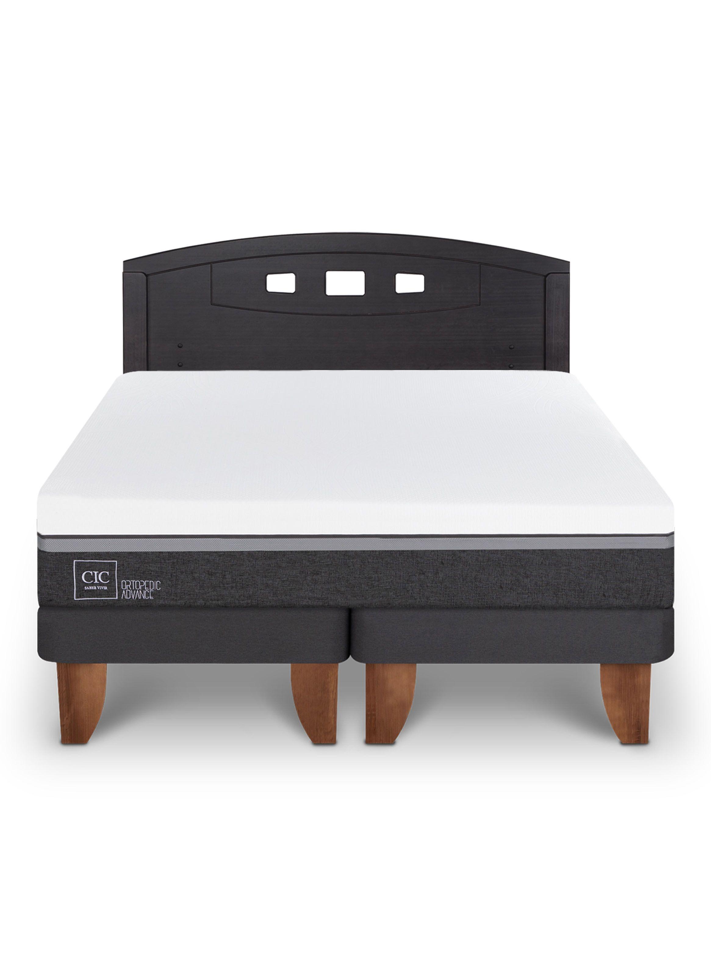 Cama Europea Ortopedic Advance 2 Plazas Base Dividida + Respaldo Gales Negro-2