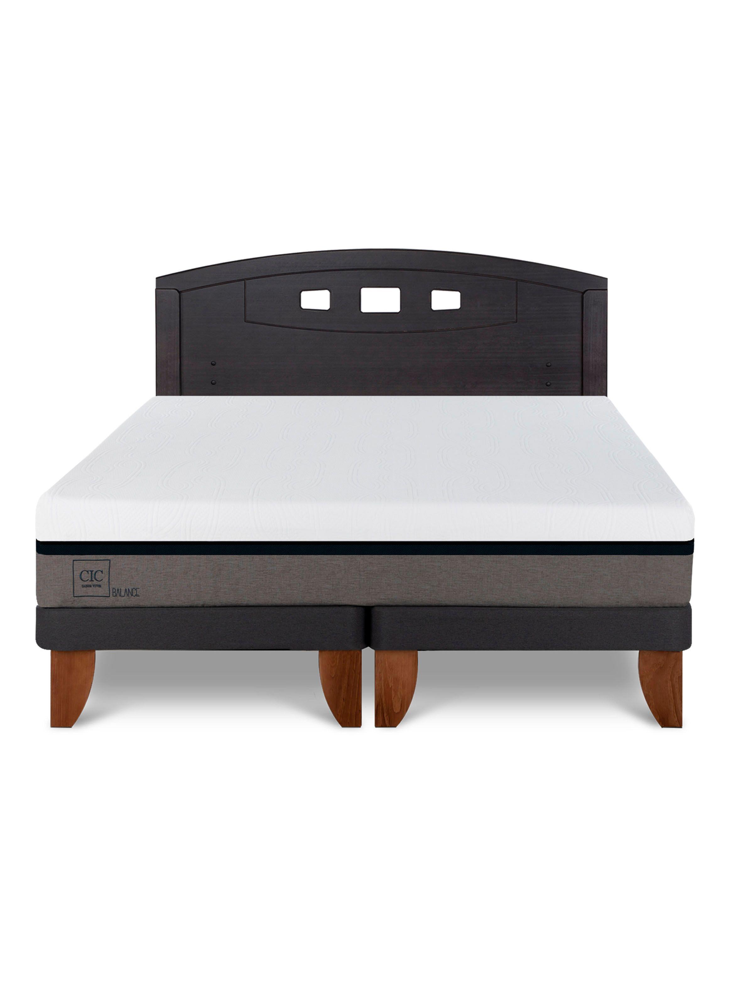 Cama Europea Balance 2 Plazas Base Dividida + Respaldo Gales Negro-2