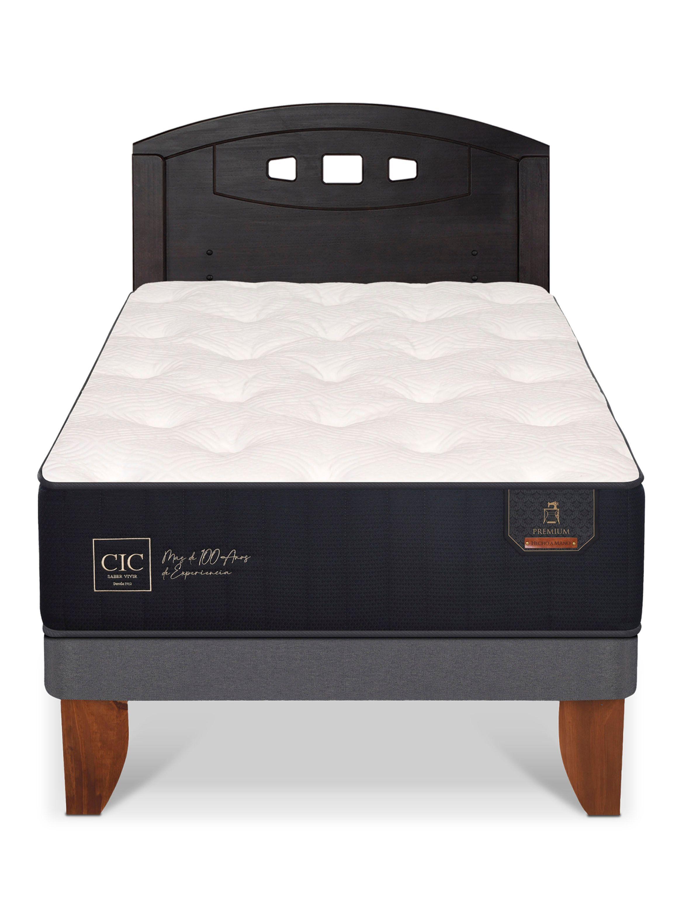 Cama Europea Premium 1.5 Plazas + Respaldo Gales Negro-2