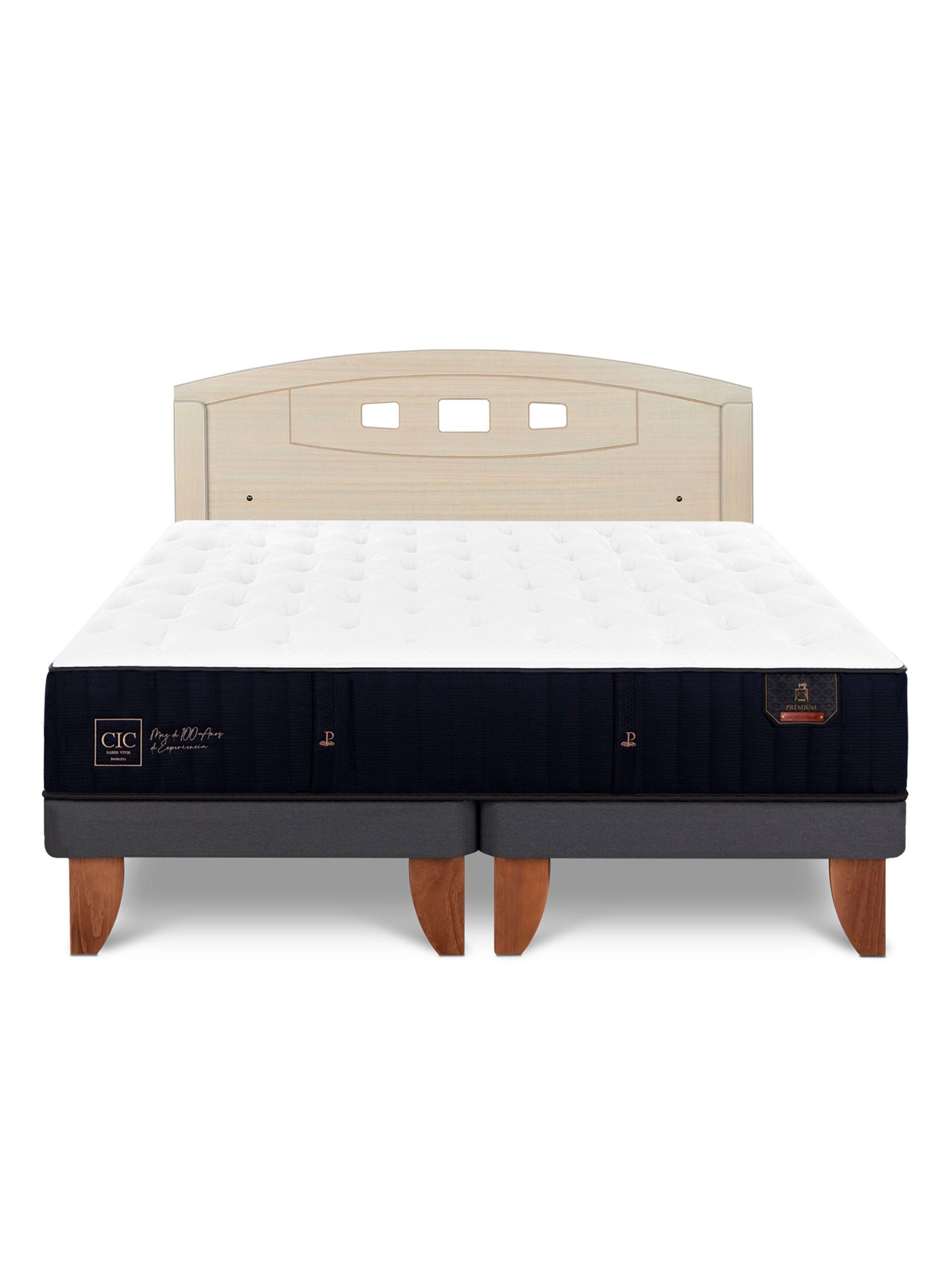 Cama Europea Premium 2 Plazas Base Dividida + Respaldo Gales Alpino-2